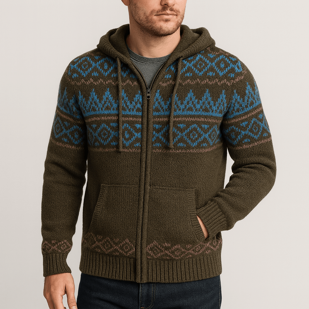 Stoneburry | Knitted zip-up cardigan with Nordic pattern