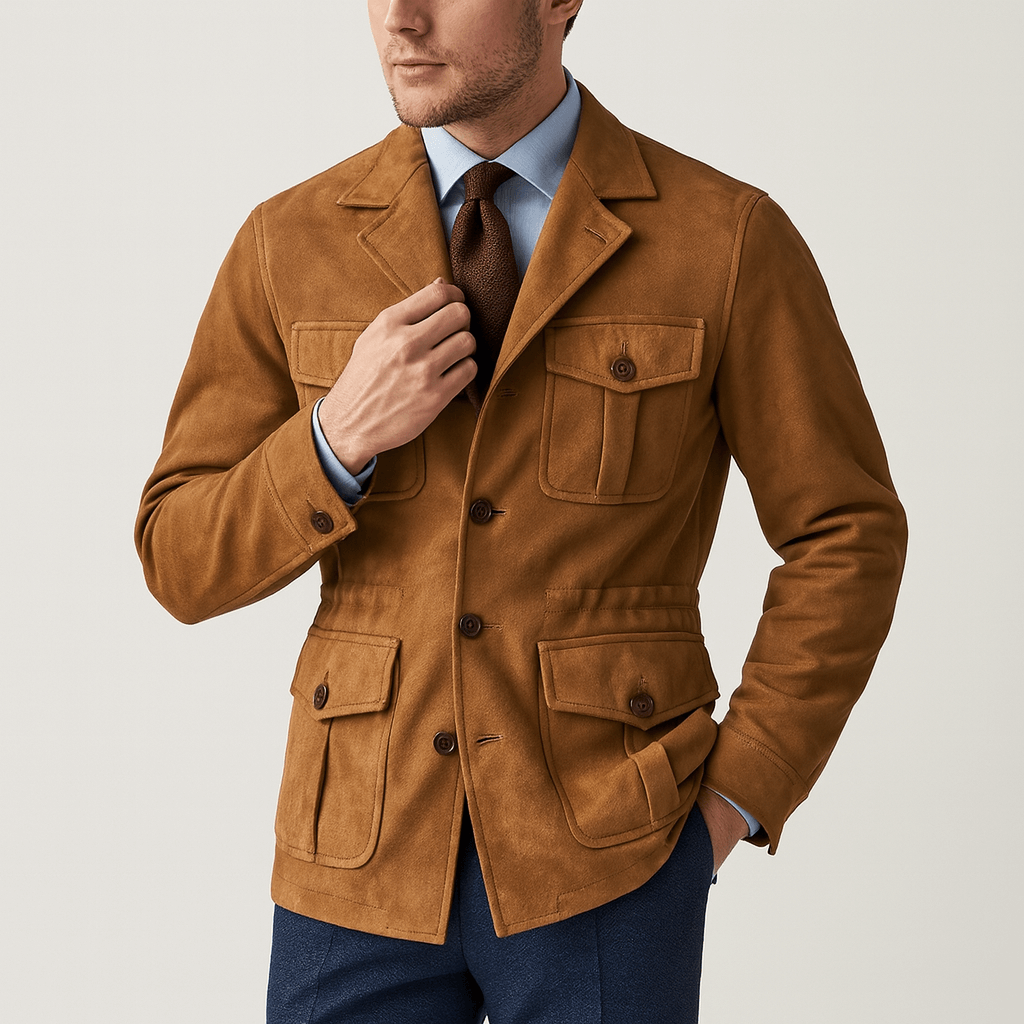 Stoneburry | Suede hunting jacket with adjustable fit and multiple pockets