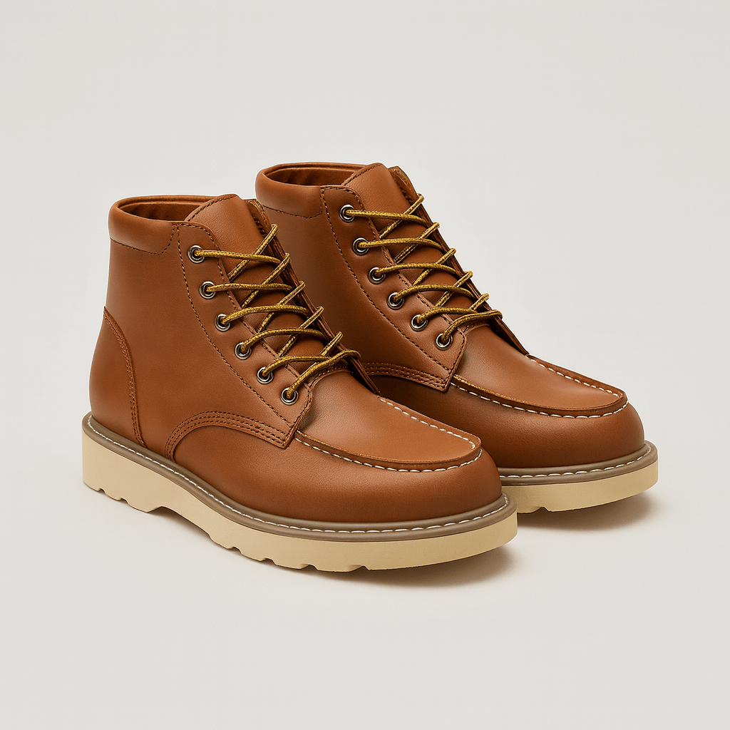 Stoneburry | Lace-up moc toe boots with rugged sole
