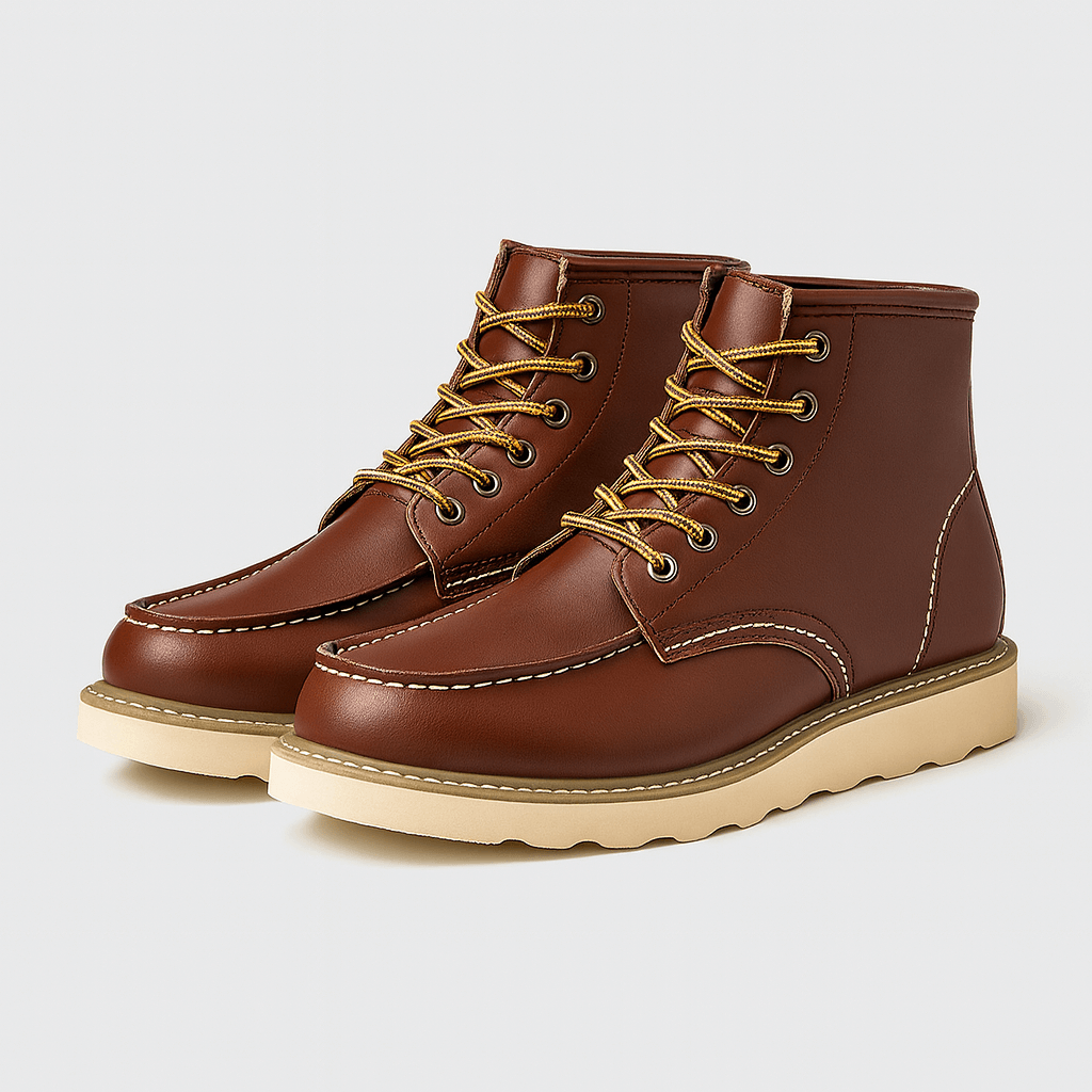 Stoneburry | Lace-up moc toe boots with rugged sole