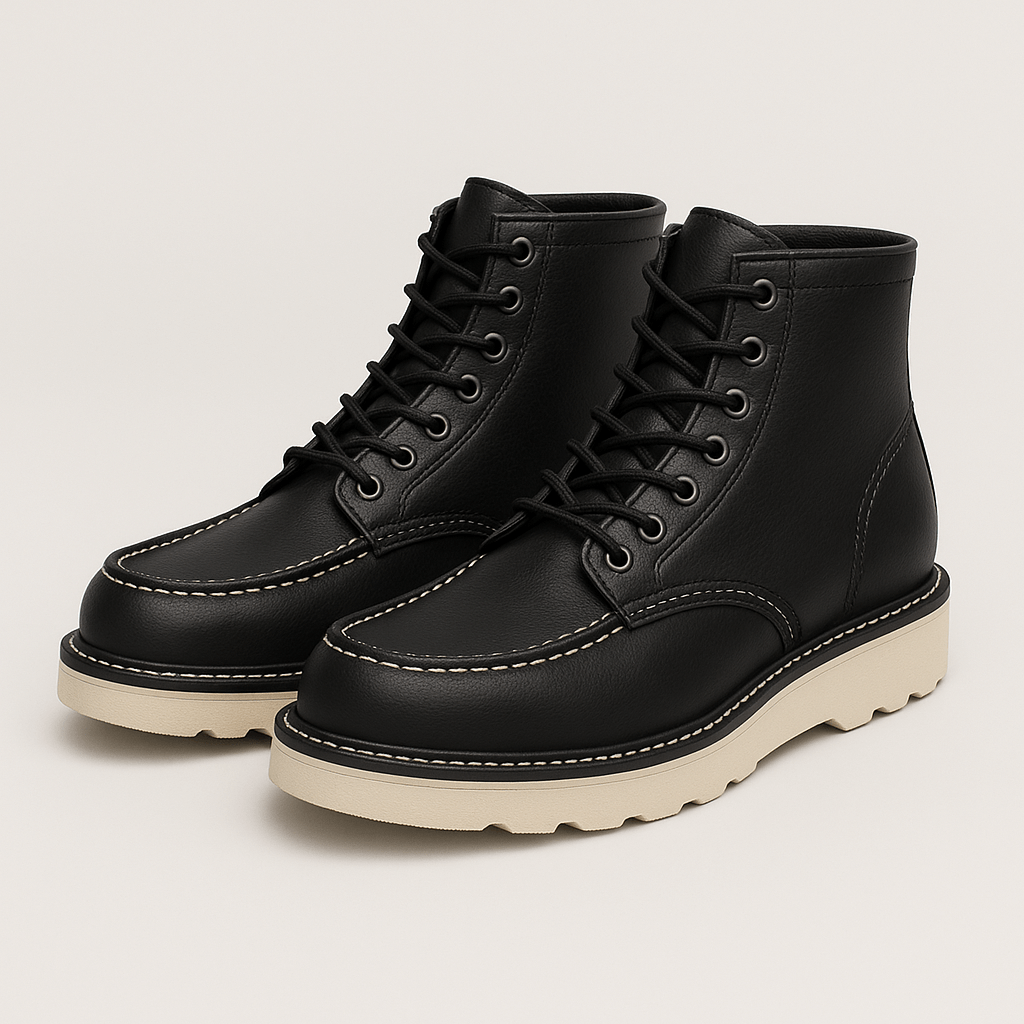 Stoneburry | Lace-up moc toe boots with rugged sole