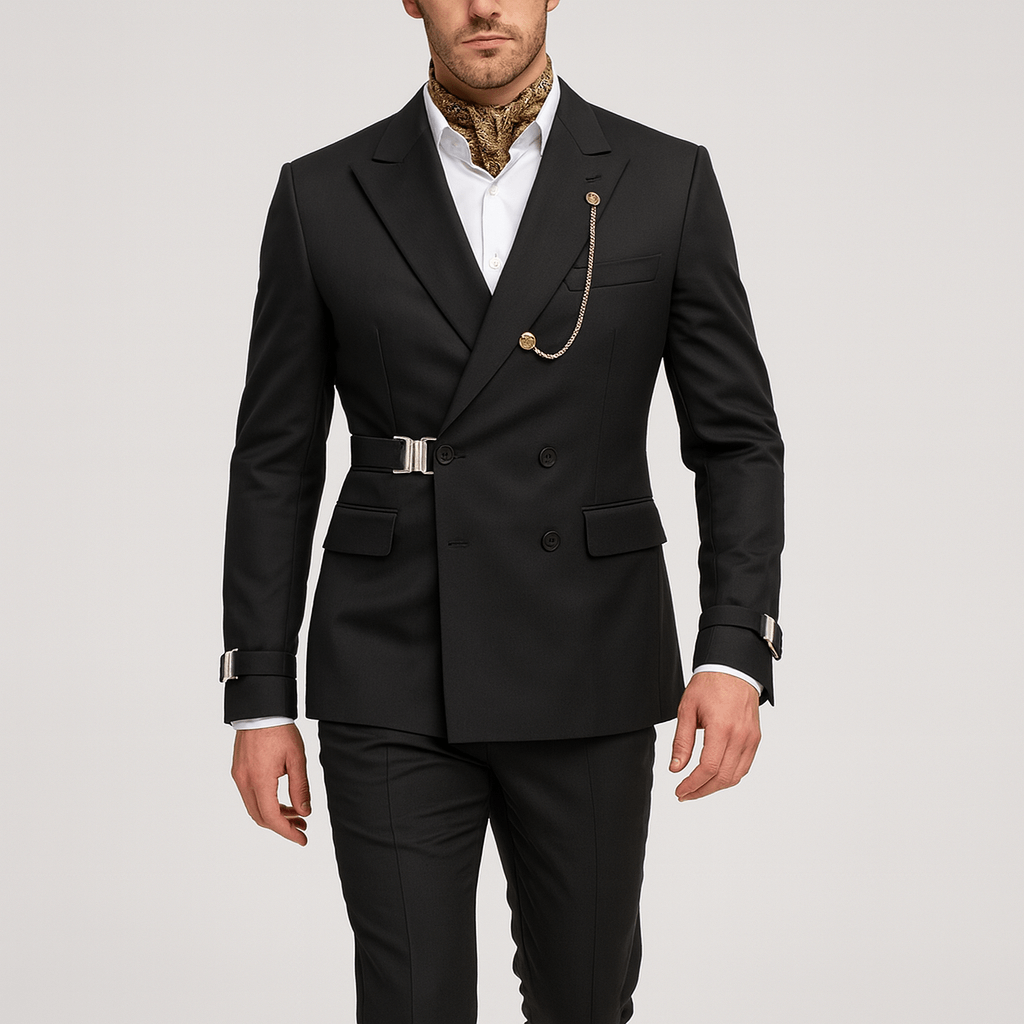 Stoneburry | Double-breasted suit with buckle details