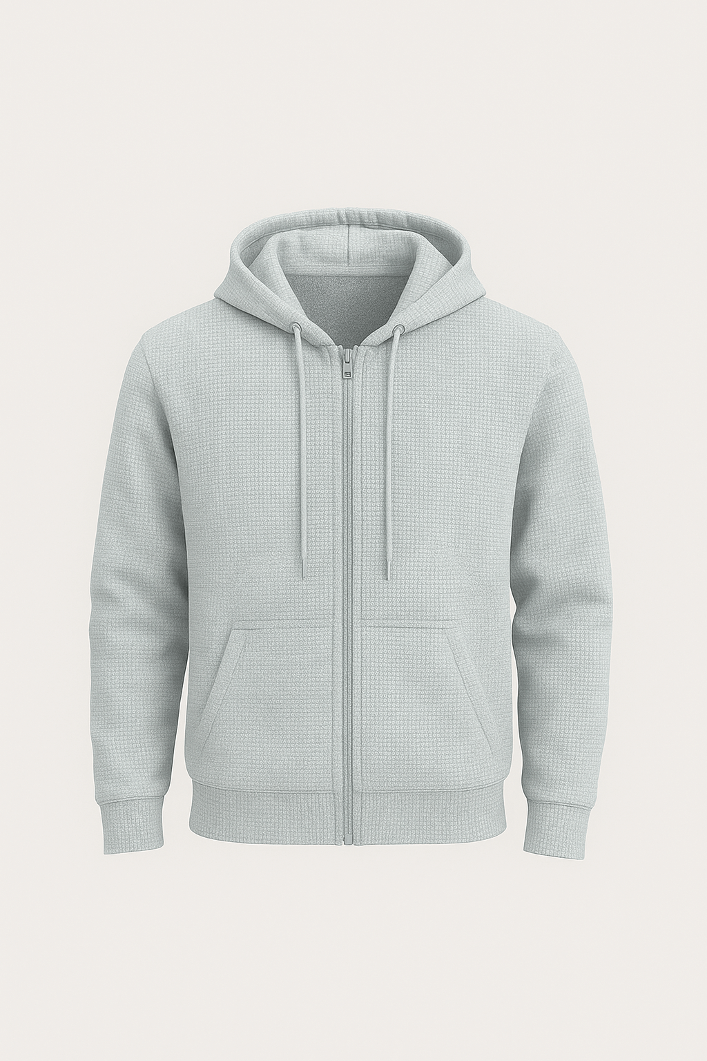 Dorian | Men’s Waffle Texture Hooded Jacket - Full Zip Closure - Regular Fit - Midweight Layer
