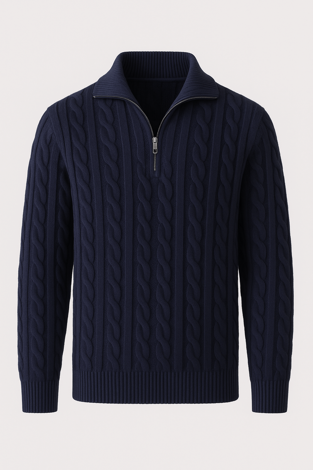 Costa | Men’s Cotton Half-Zip Sweater - High Collar - Ribbed Cuffs - Smart Casual Wear