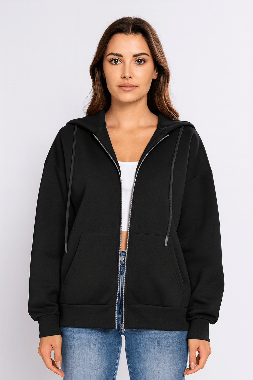 Simone | Women’s Oversized Hooded Jacket - Zip Front - Soft Cotton Blend - Casual Fit