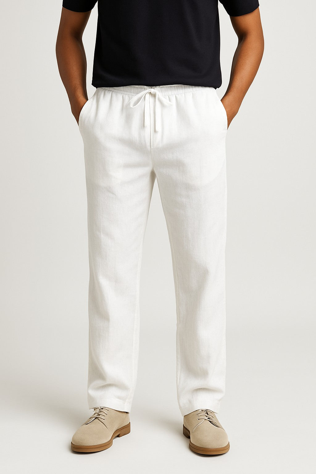 Alfie | Men’s Wide-Leg Trousers – Breathable Linen – Relaxed Fit – Drawstring Waist – Full Length