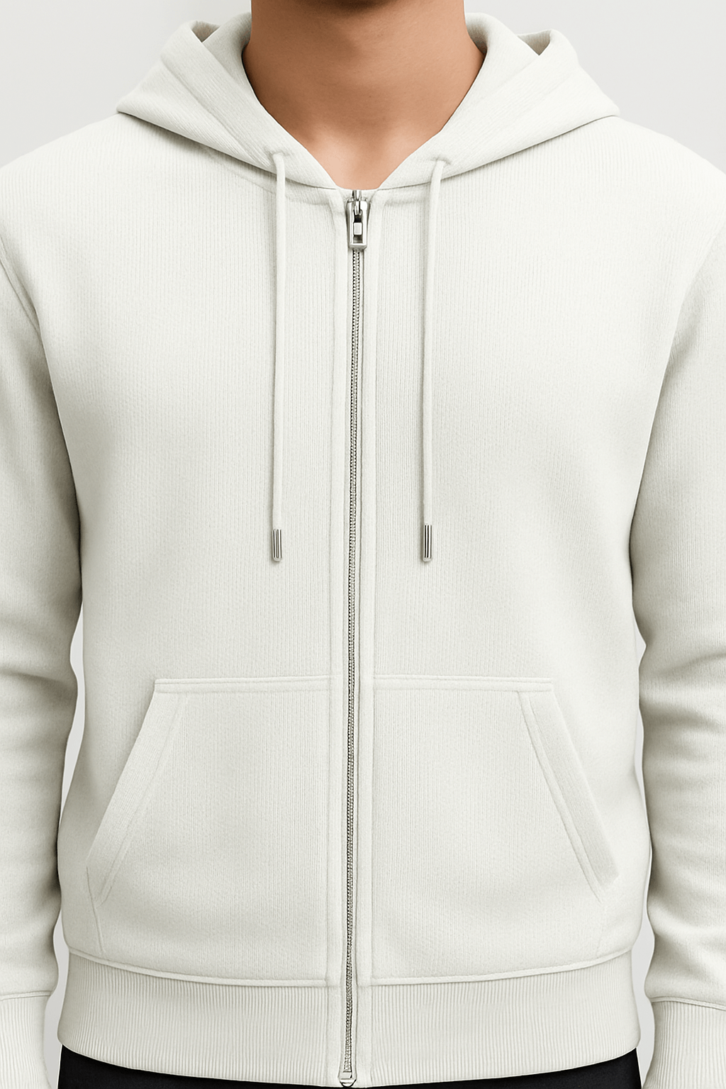 Dorian | Men’s Waffle Texture Hooded Jacket - Full Zip Closure - Regular Fit - Midweight Layer