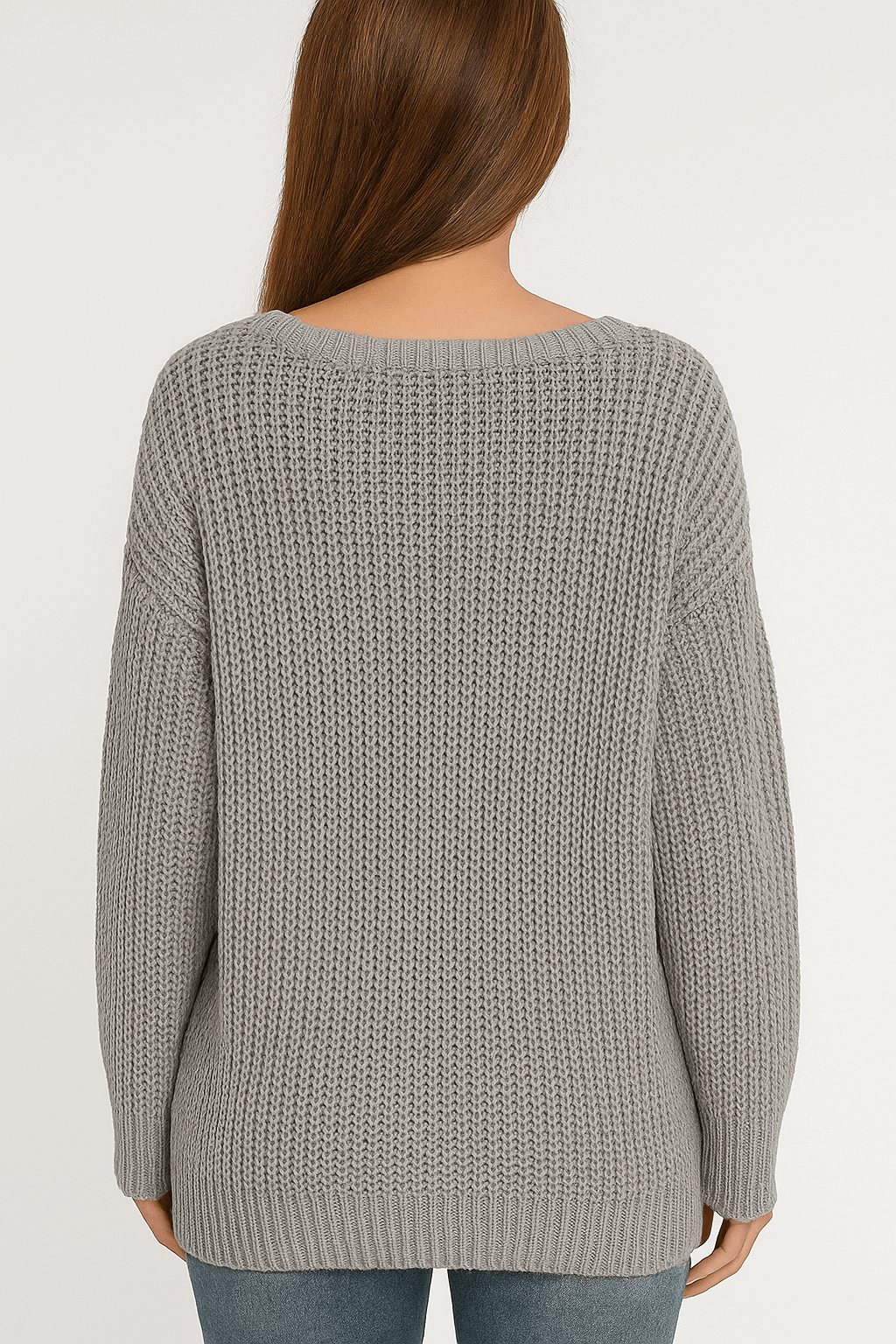 Meredith | Women's Sweater - Braided Front Detail - Round Neck - Soft Acrylic Knit