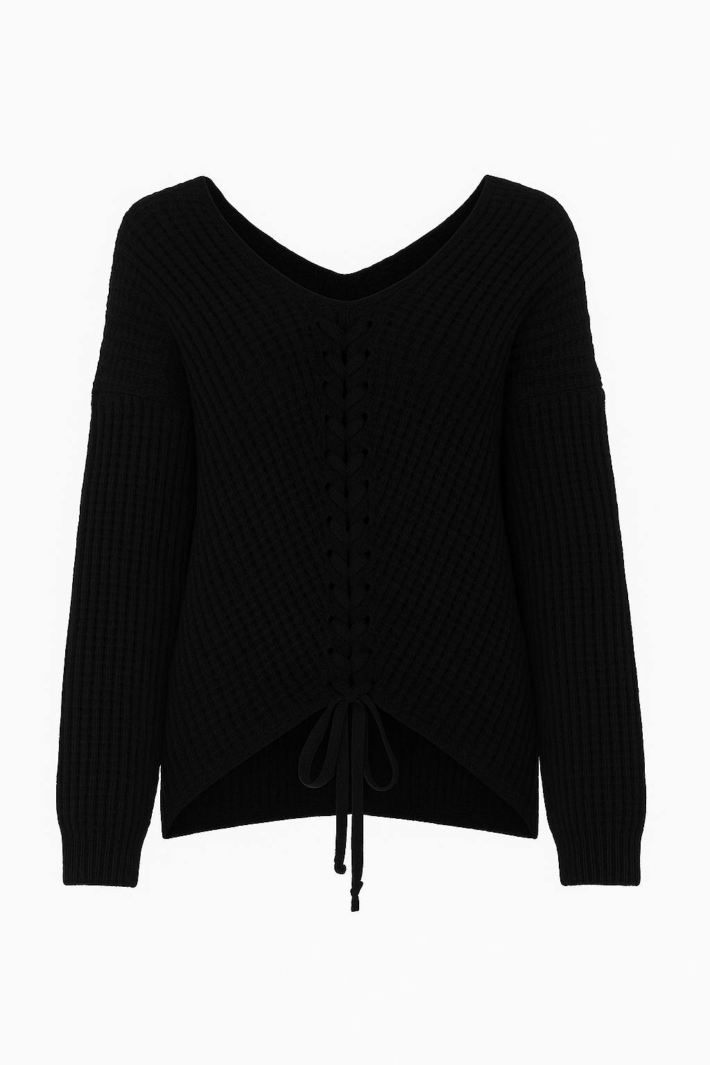 Meredith | Women's Sweater - Braided Front Detail - Round Neck - Soft Acrylic Knit