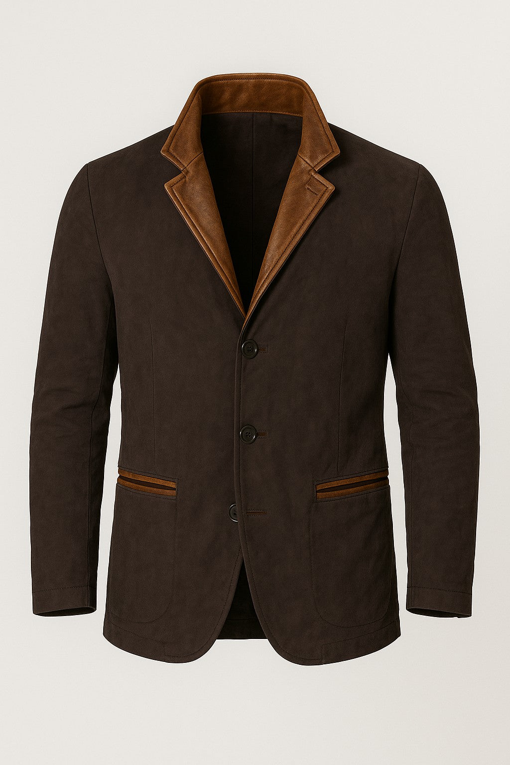 Charlie | Men’s Suede Jacket – Structured Fit – Leather Trim – Classic Notched Lapel Design