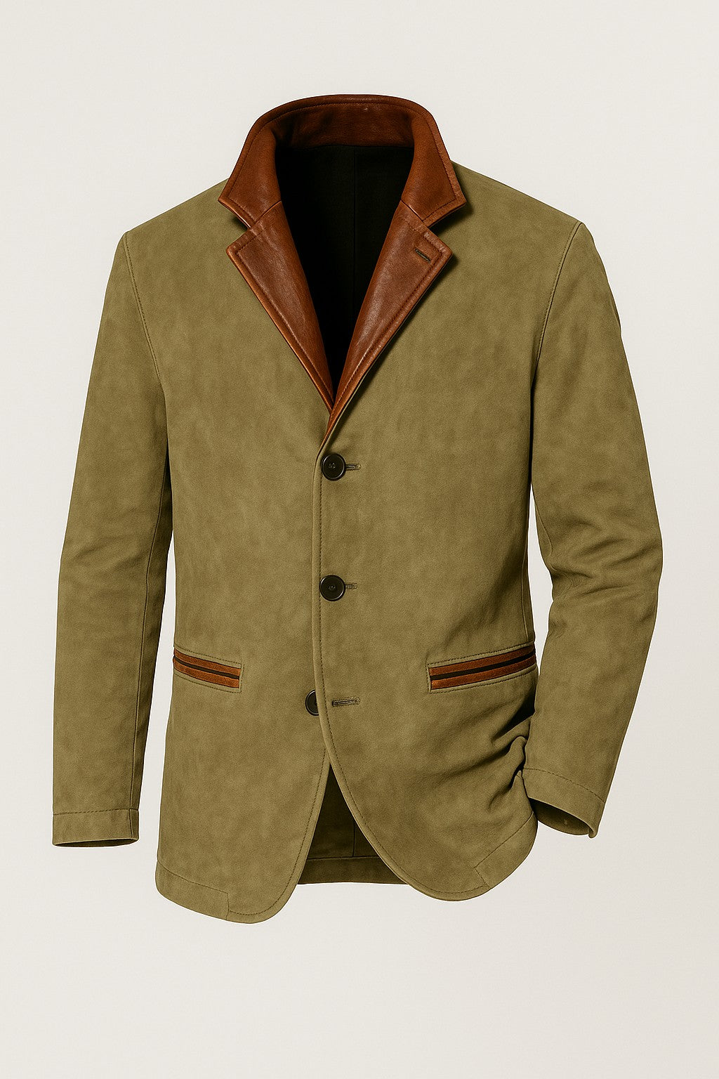 Charlie | Men’s Suede Jacket – Structured Fit – Leather Trim – Classic Notched Lapel Design