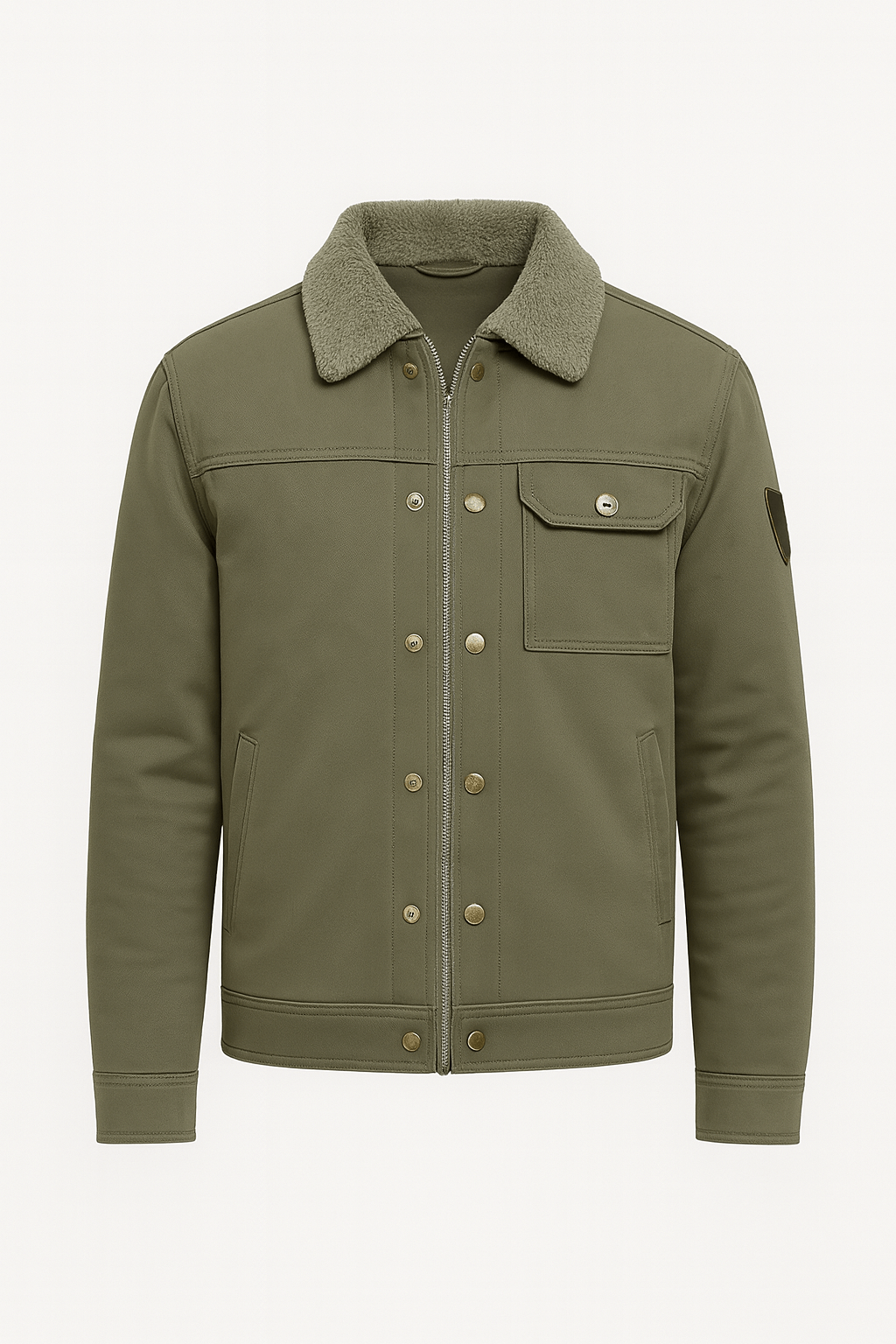 Julian | Men’s Fleece Lined Canvas Jacket - Cotton Shell - Warm Fleece Interior - Chest Pocket