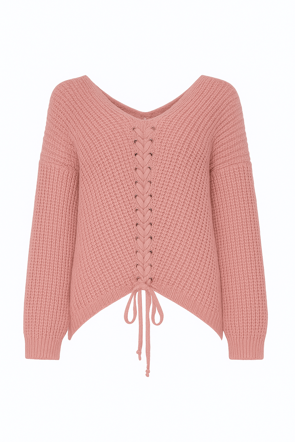 Meredith | Women's Sweater - Braided Front Detail - Round Neck - Soft Acrylic Knit