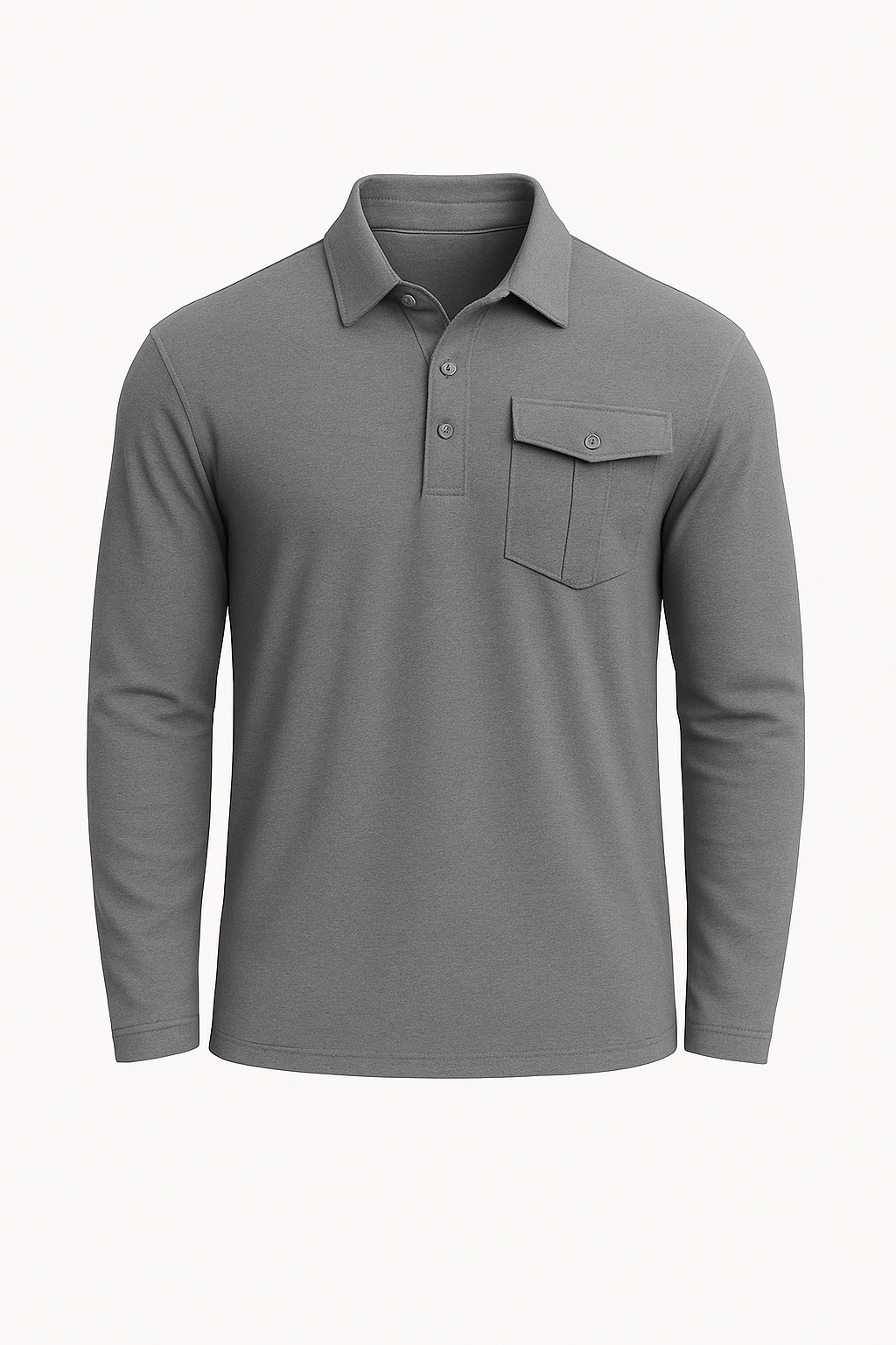 Jarrod | Men’s Slim Fit Cotton Henley Polo Shirt - Stand Collar - Chest Pocket - All-Season Wear