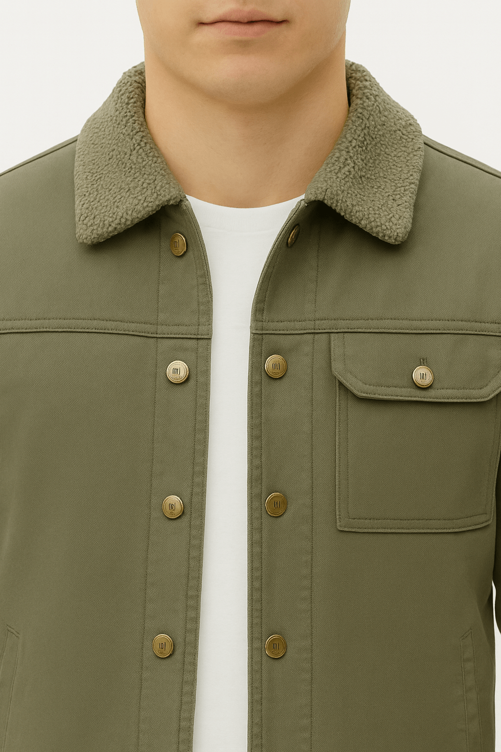 Julian | Men’s Fleece Lined Canvas Jacket - Cotton Shell - Warm Fleece Interior - Chest Pocket