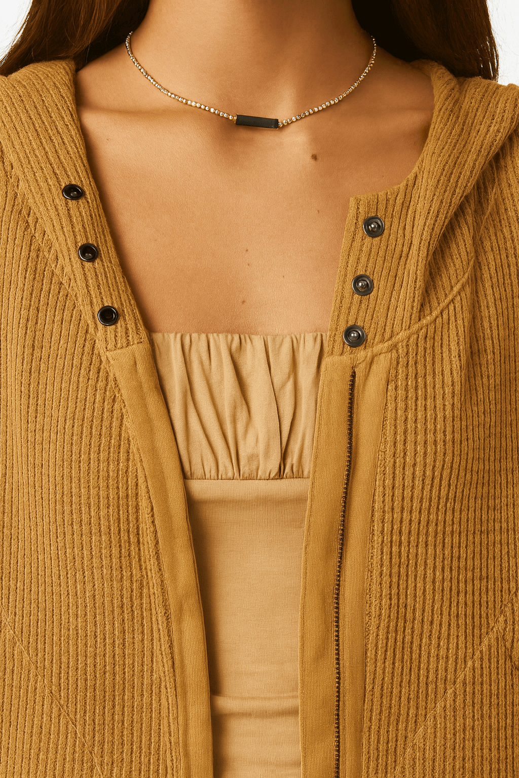Dana | Women's Waffle-Knit Hooded Jacket - Soft Waffle Texture - Relaxed Slim Fit - Casual Layering