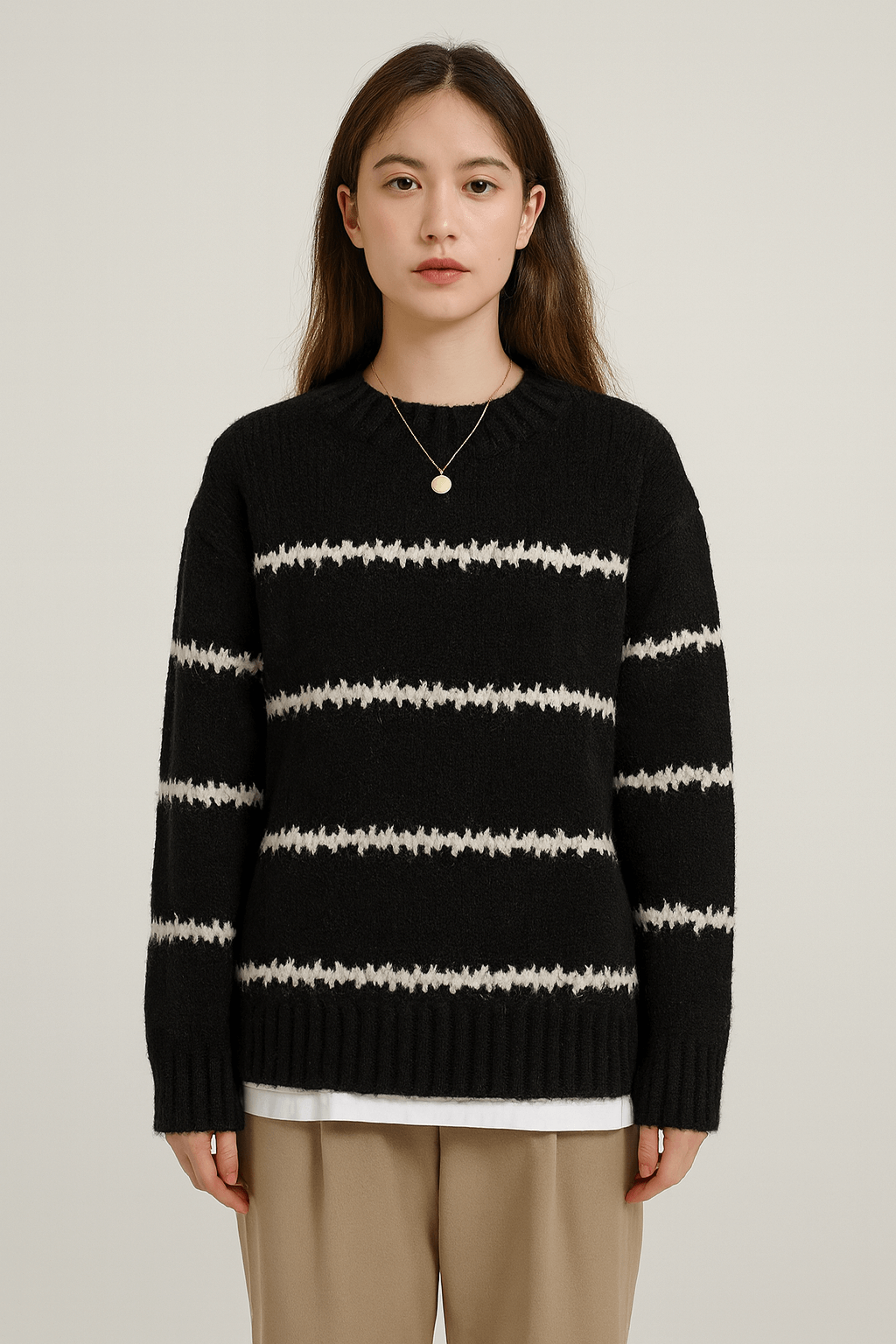 Gisella | Women's Striped Knit Sweater – Cozy & Stylish Round Neck Design