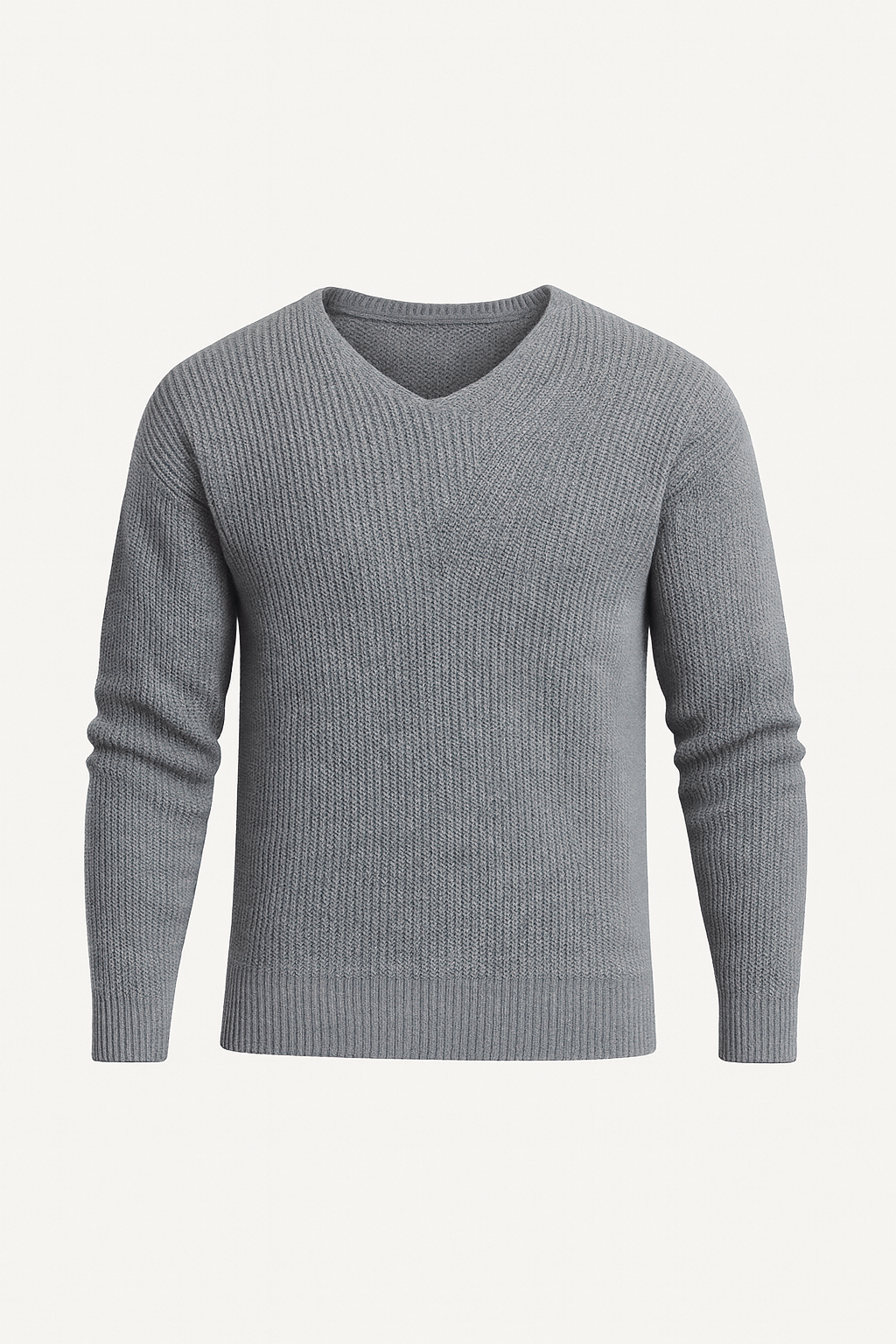 Daniel | Men’s V-Neck Knit Sweater – Classic Long Sleeve Pullover in Beige Cotton Blend