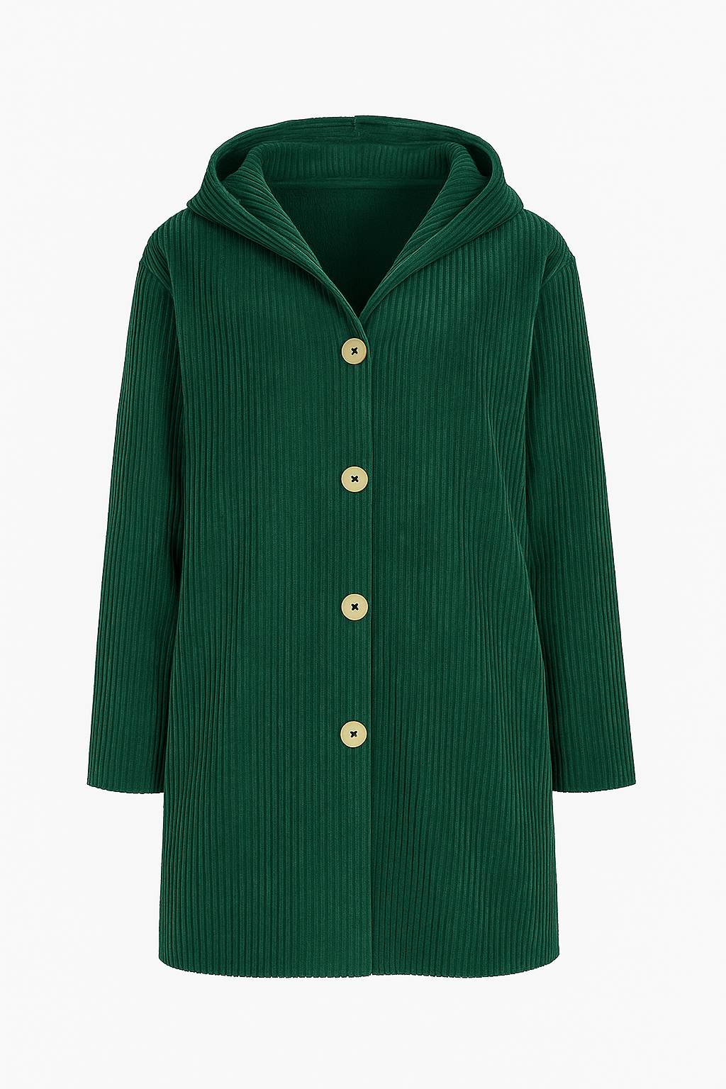 Calista | Women’s Corduroy Hooded Jacket - Side Button Detail - Relaxed Fit