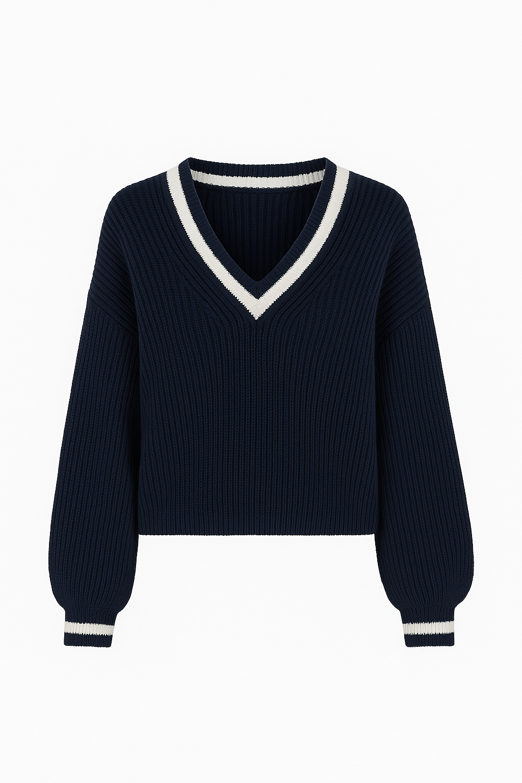 Tessa | Effortless Style - Women’s Striped V-Neck Sweater - Relaxed Fit - Ribbed Cuffs & Hem