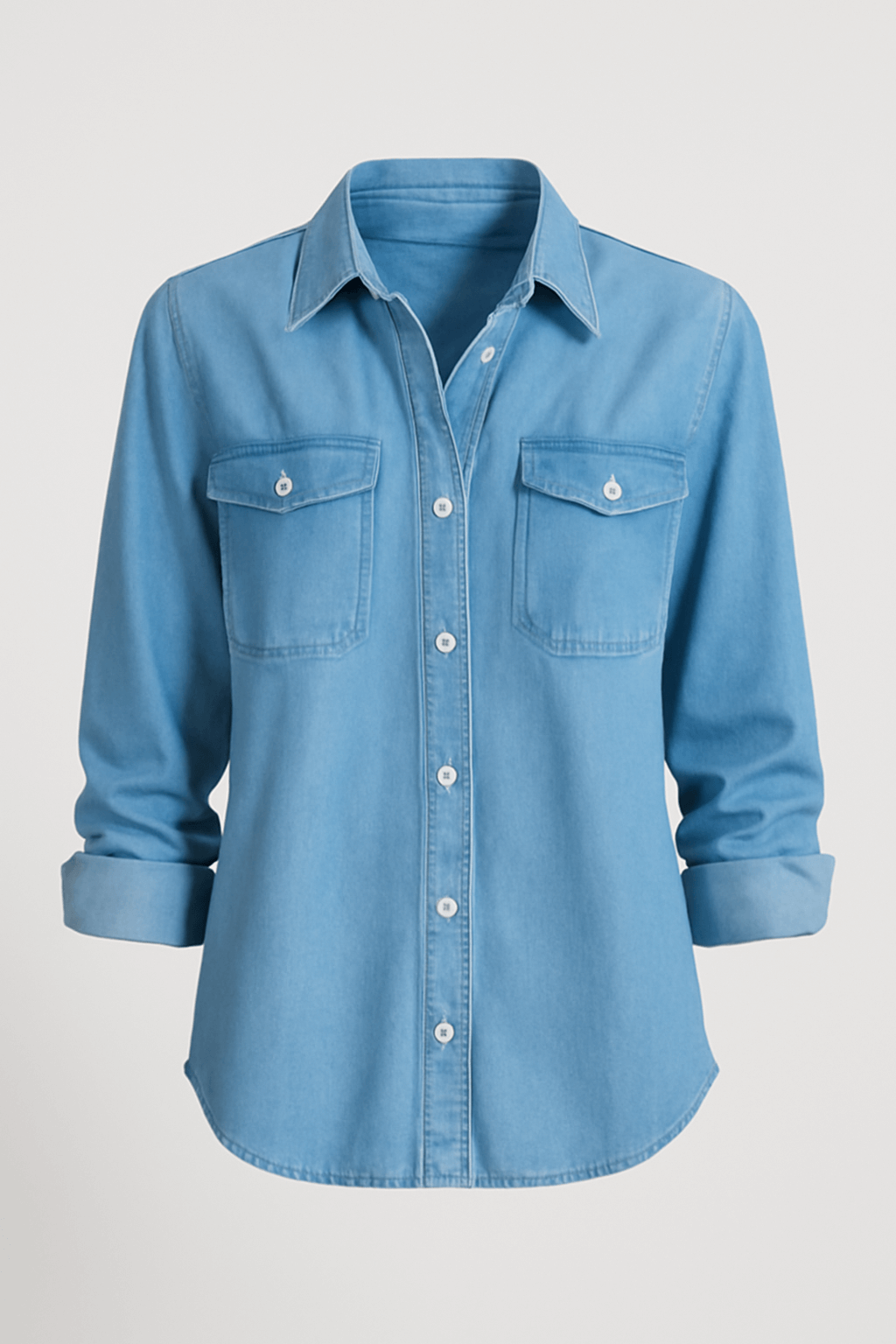 Nora | Women’s Denim Shirt - Button Closure - Long Sleeve - Western Style