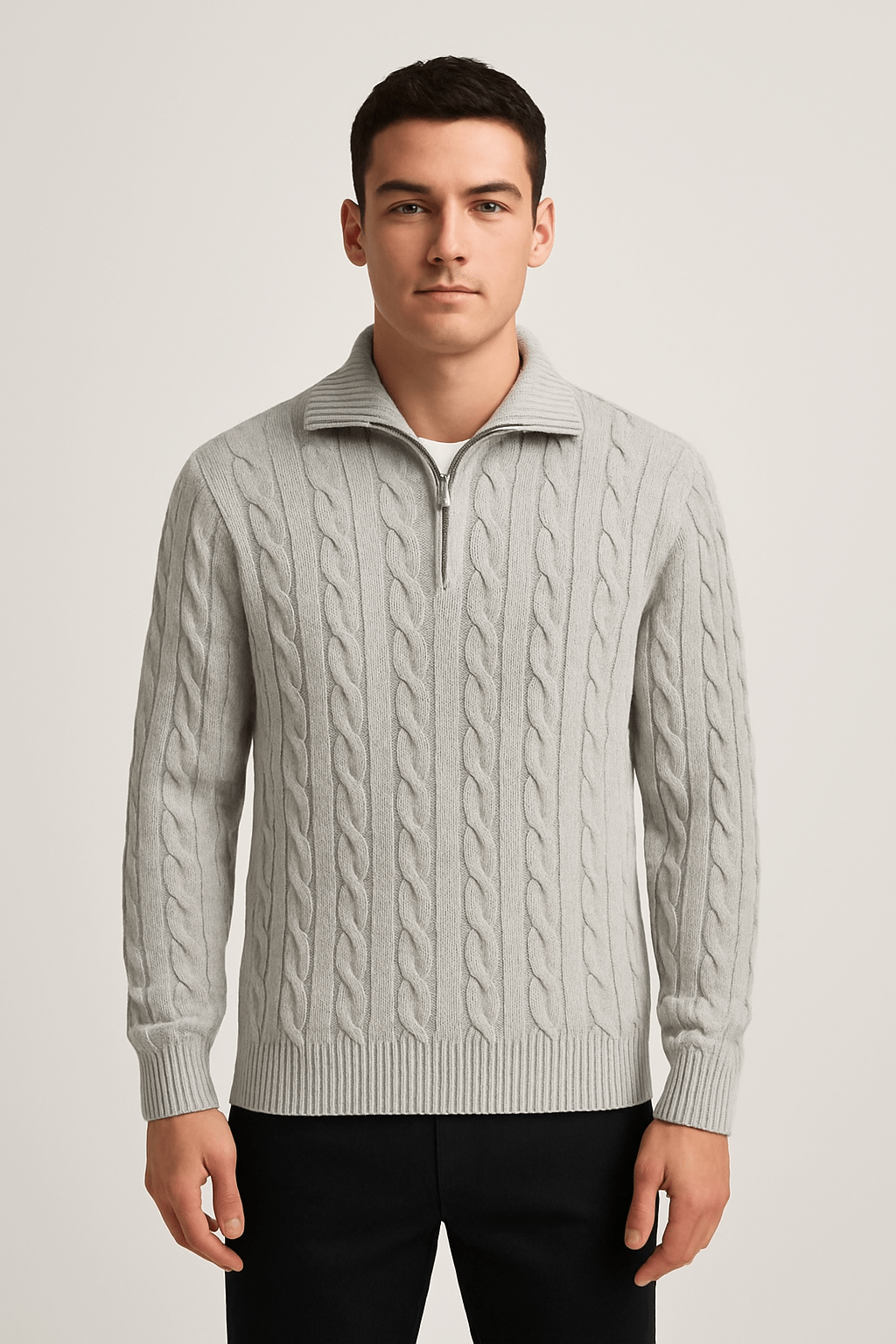 Costa | Men’s Cotton Half-Zip Sweater - High Collar - Ribbed Cuffs - Smart Casual Wear