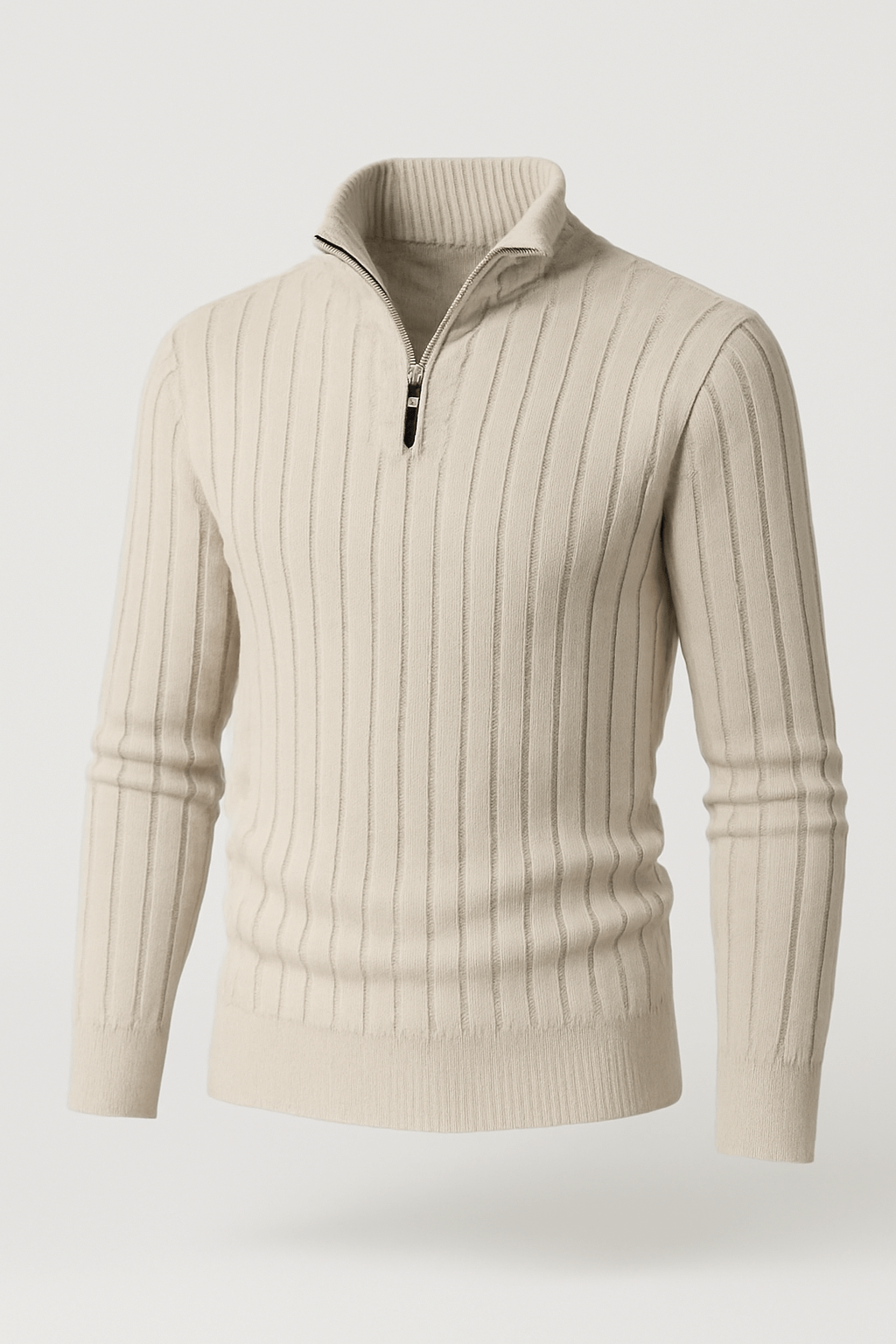 Andi | Men’s Cotton Half-Zip Sweater - Ribbed Cuffs - Long Sleeve - Casual Layering