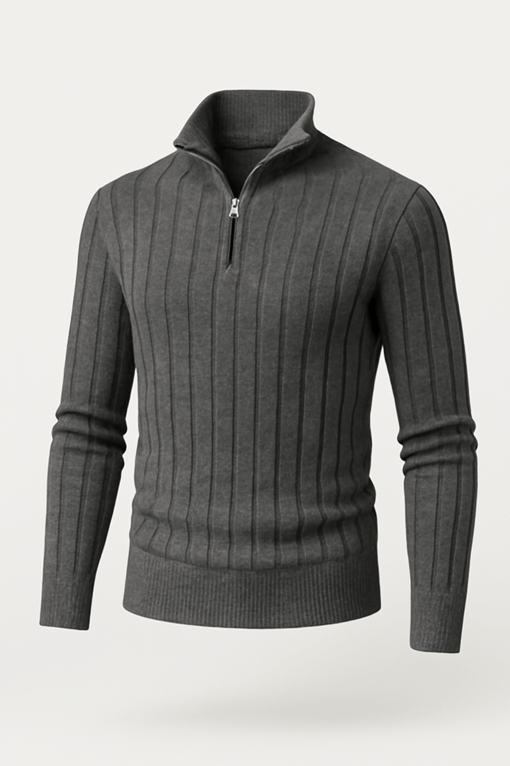 Andi | Men’s Cotton Half-Zip Sweater - Ribbed Cuffs - Long Sleeve - Casual Layering