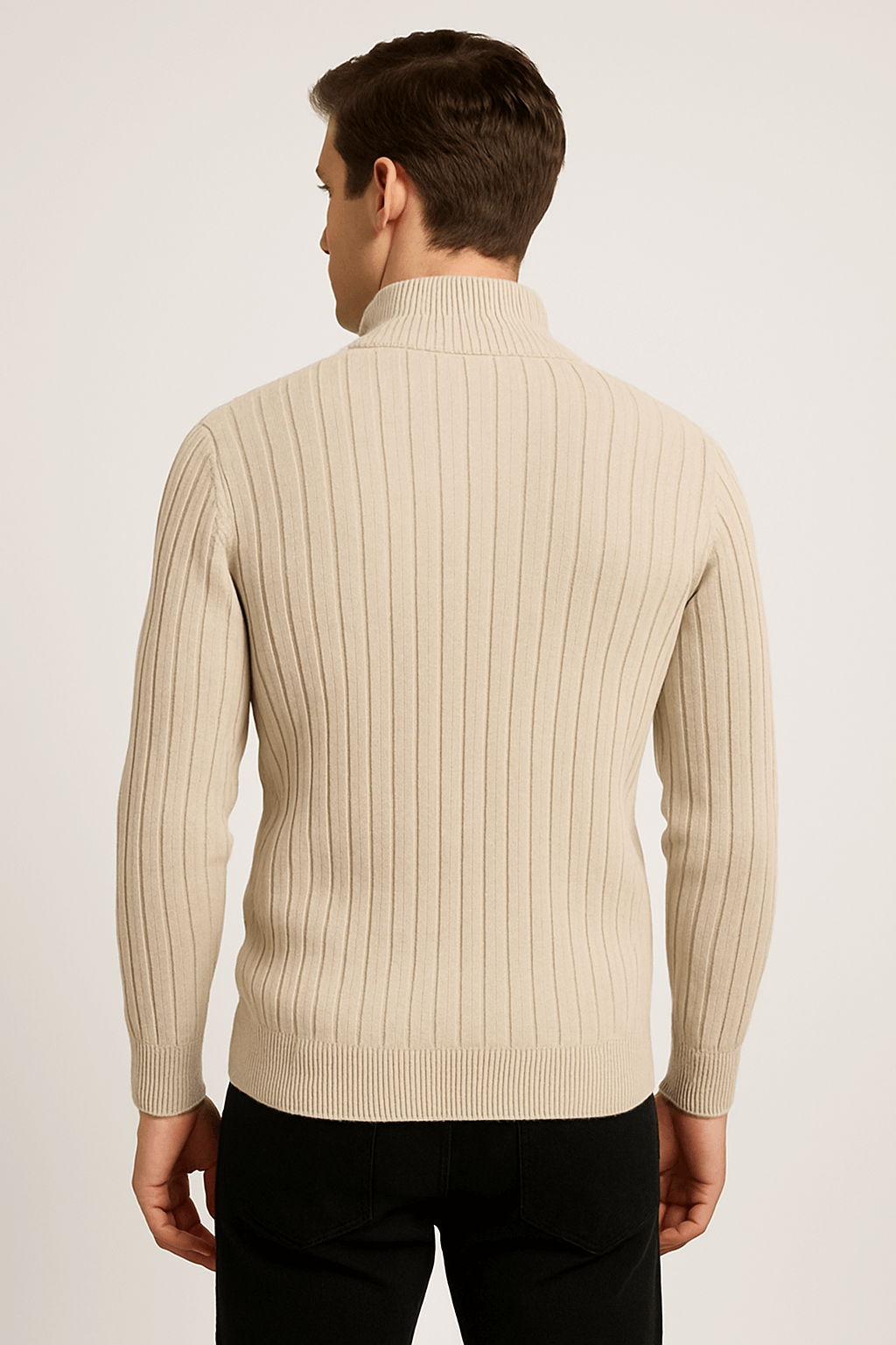 Andi | Men’s Cotton Half-Zip Sweater - Ribbed Cuffs - Long Sleeve - Casual Layering