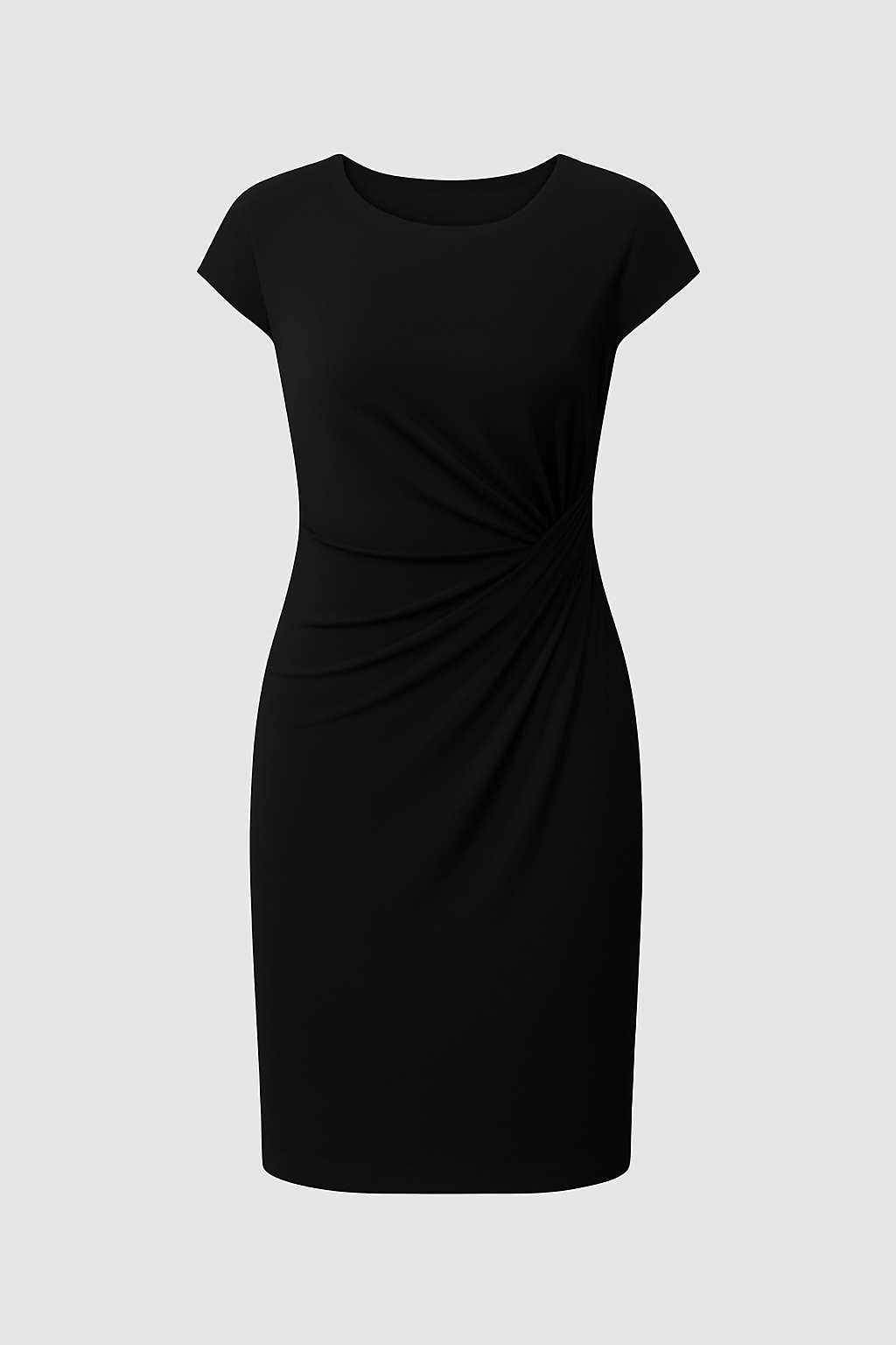 Rosie | Women's Sheath Dress - Knee-Length - Short Sleeve - Fitted Ruched Waist Elegant Style