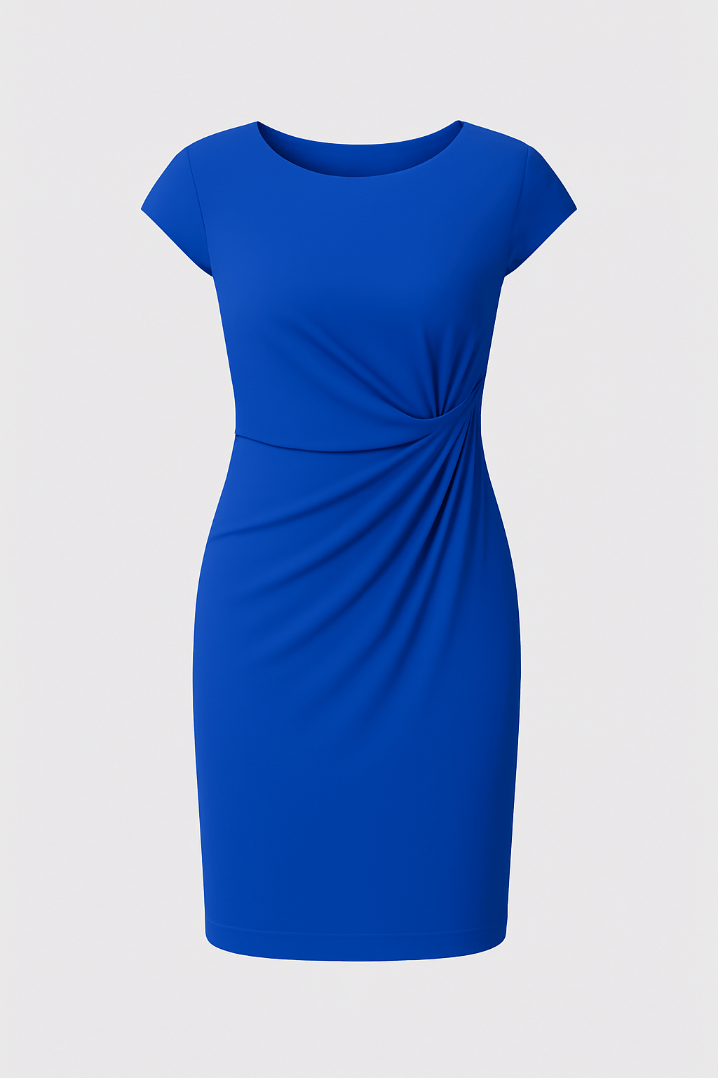 Rosie | Women's Sheath Dress - Knee-Length - Short Sleeve - Fitted Ruched Waist Elegant Style