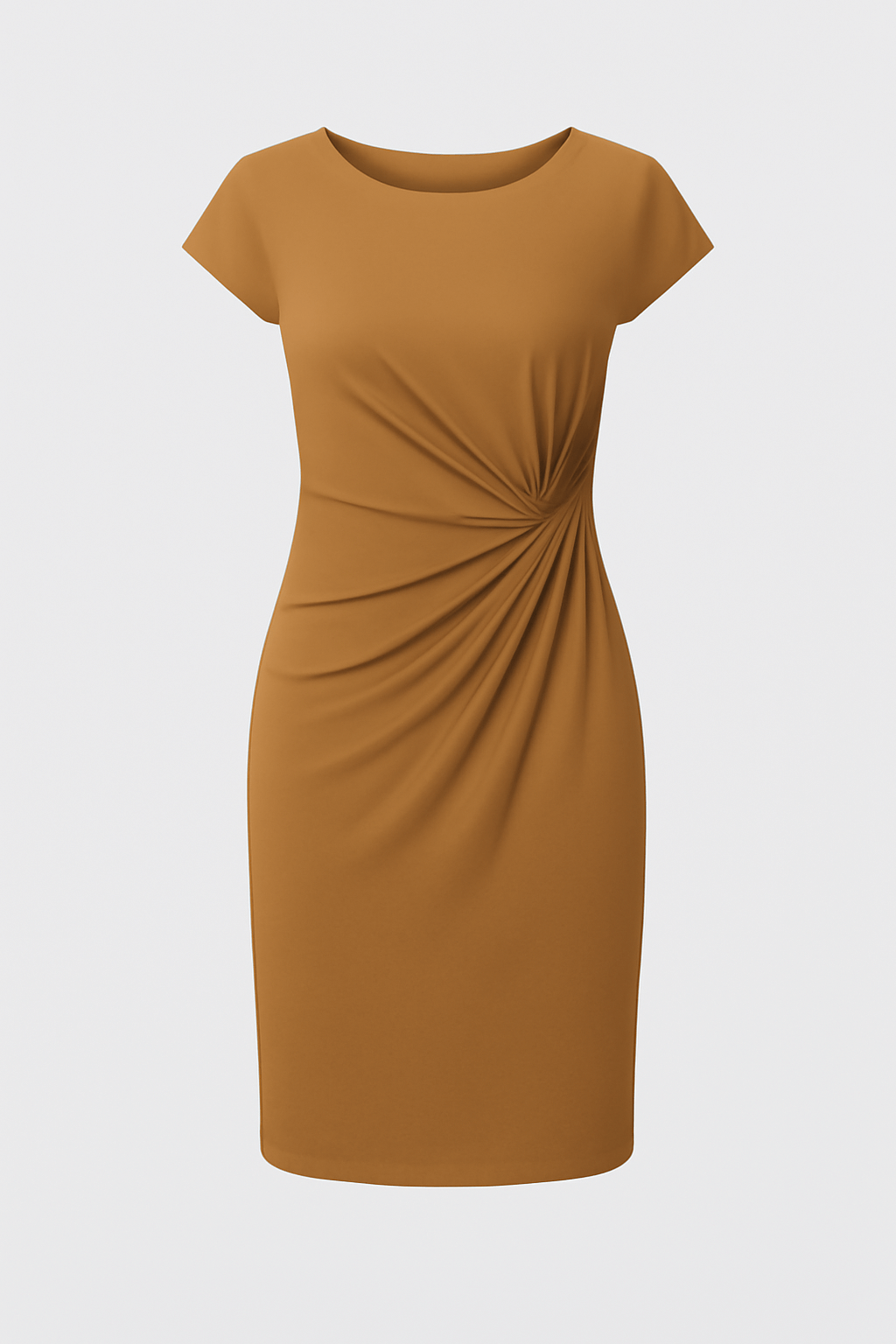 Rosie | Women's Sheath Dress - Knee-Length - Short Sleeve - Fitted Ruched Waist Elegant Style