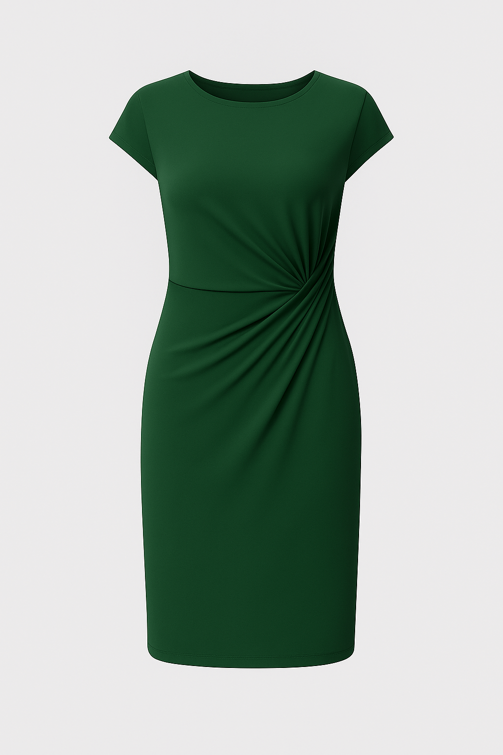 Rosie | Women's Sheath Dress - Knee-Length - Short Sleeve - Fitted Ruched Waist Elegant Style