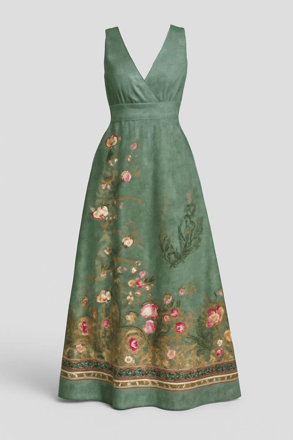 Amelia | Floral Print Sleeveless Maxi Dress – Elegant V-Neck Summer Style
