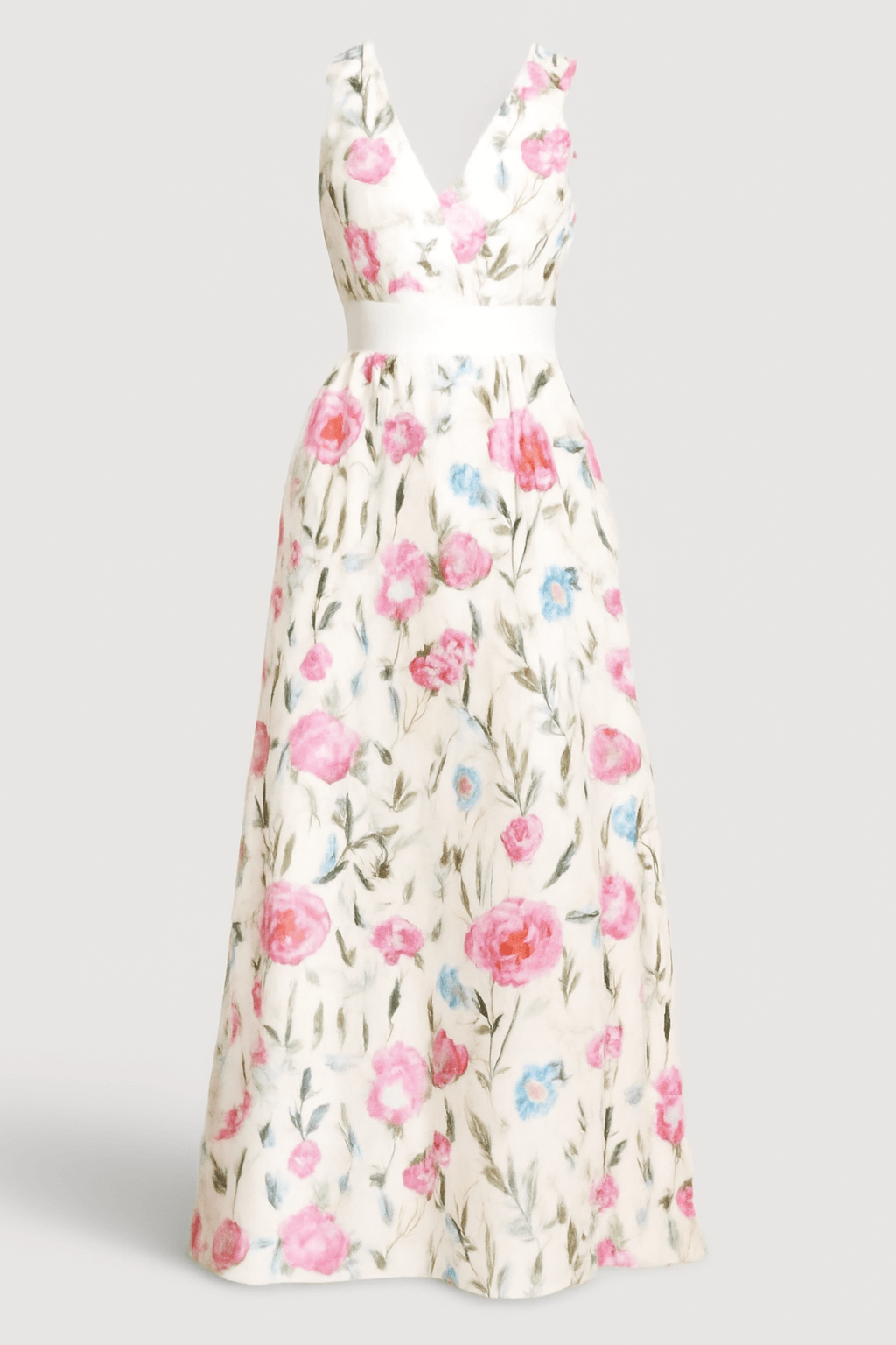 Amelia | Floral Print Sleeveless Maxi Dress – Elegant V-Neck Summer Style