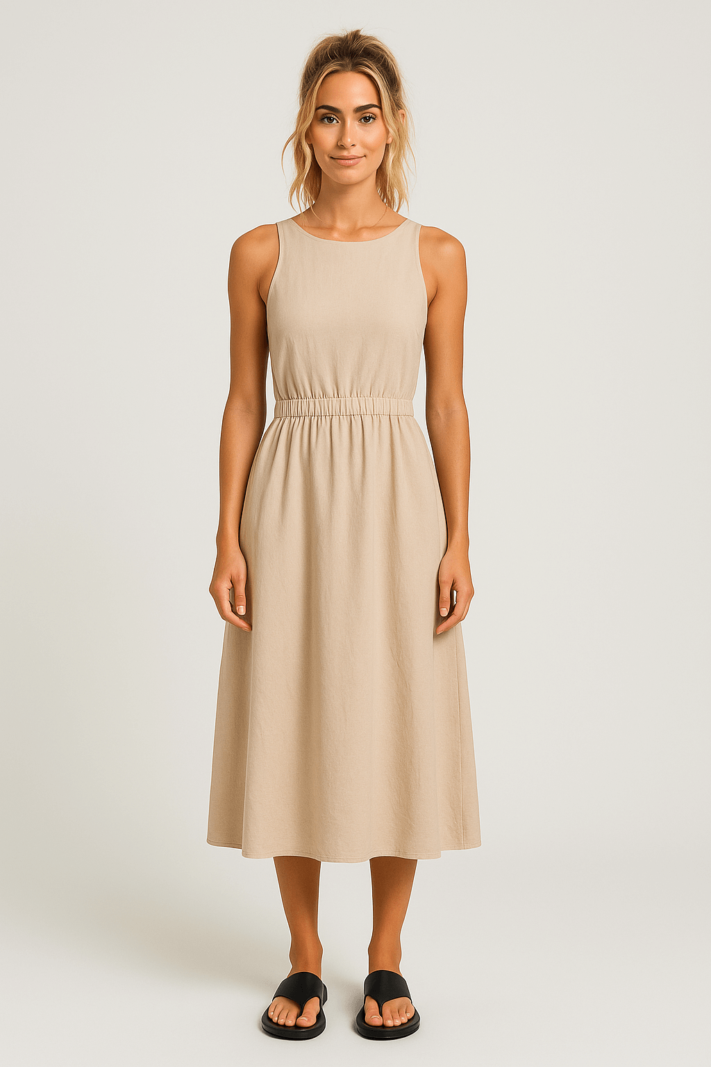 Ada | Sleeveless Cotton Maxi Dress - Square Neckline