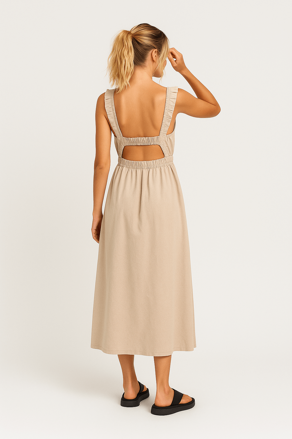 Ada | Sleeveless Cotton Maxi Dress - Square Neckline