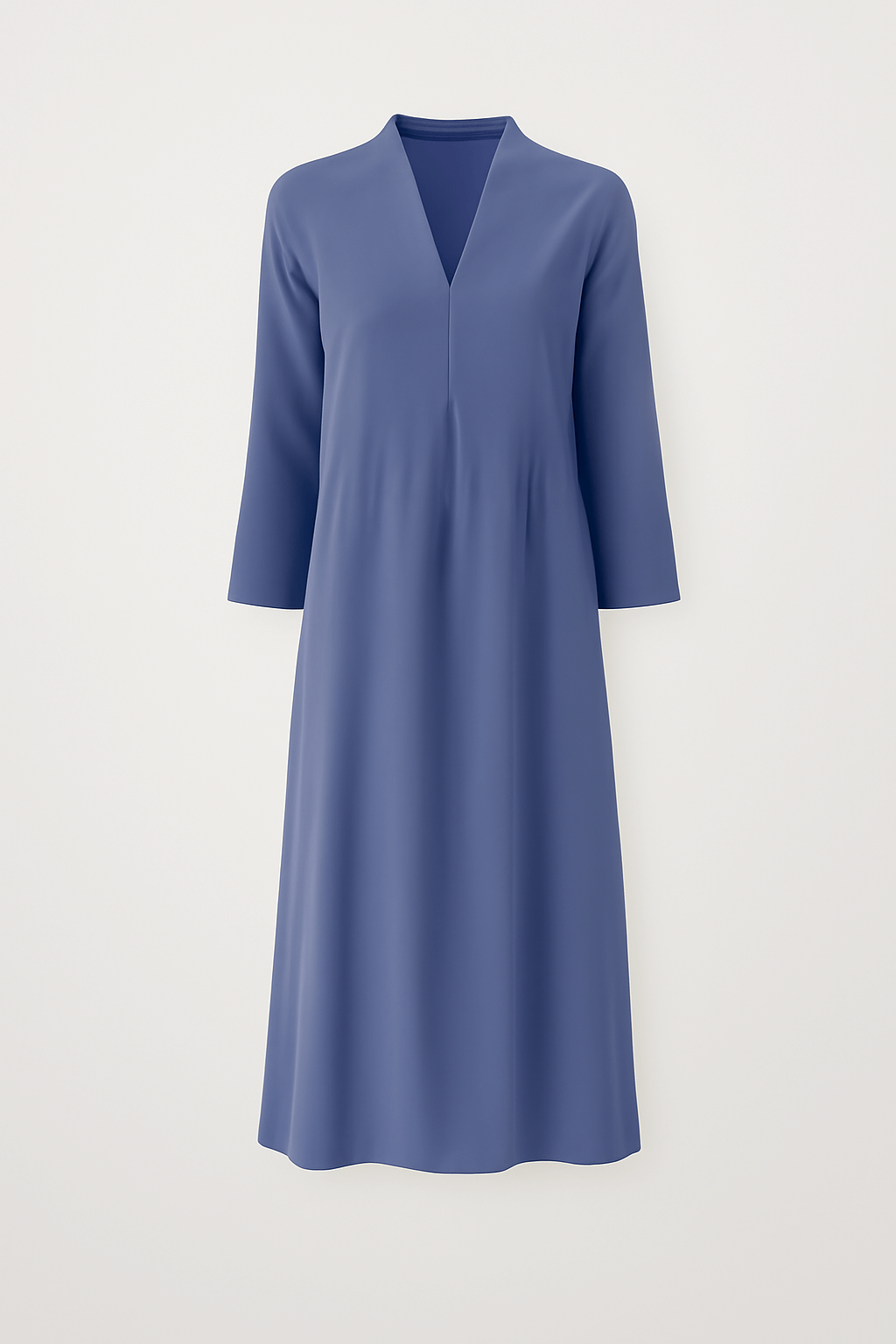Olive | Long-Sleeve Cotton Maxi Dress - Modest A-Line Fit