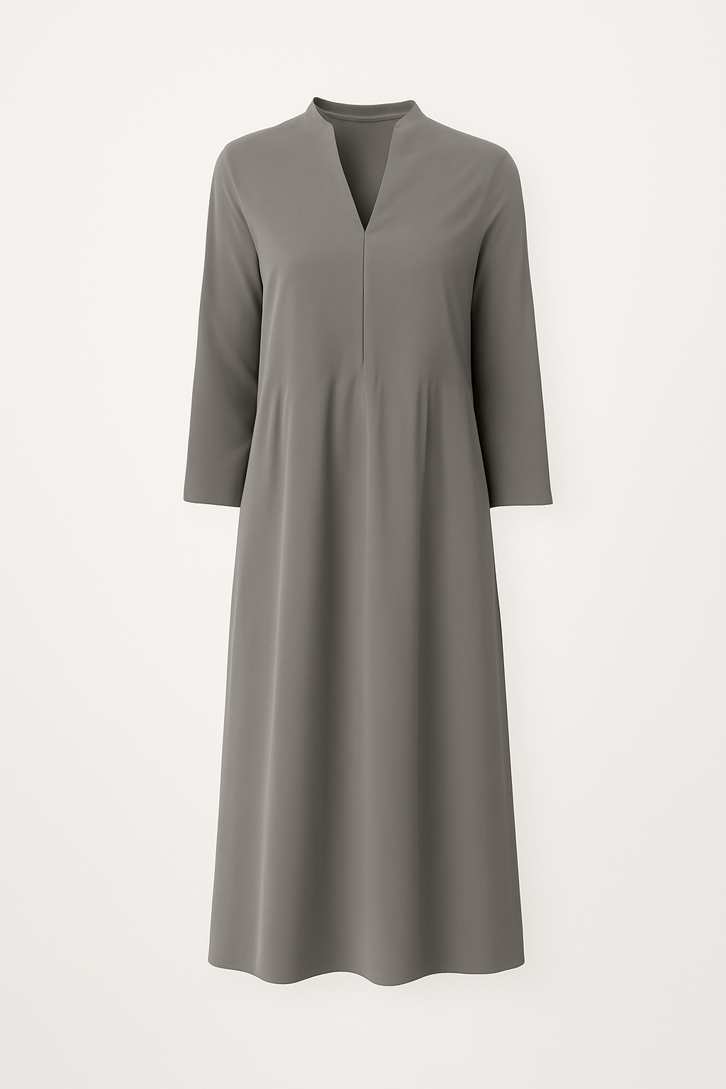 Olive | Long-Sleeve Cotton Maxi Dress - Modest A-Line Fit
