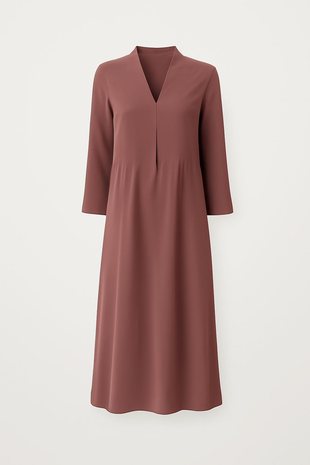 Olive | Long-Sleeve Cotton Maxi Dress - Modest A-Line Fit