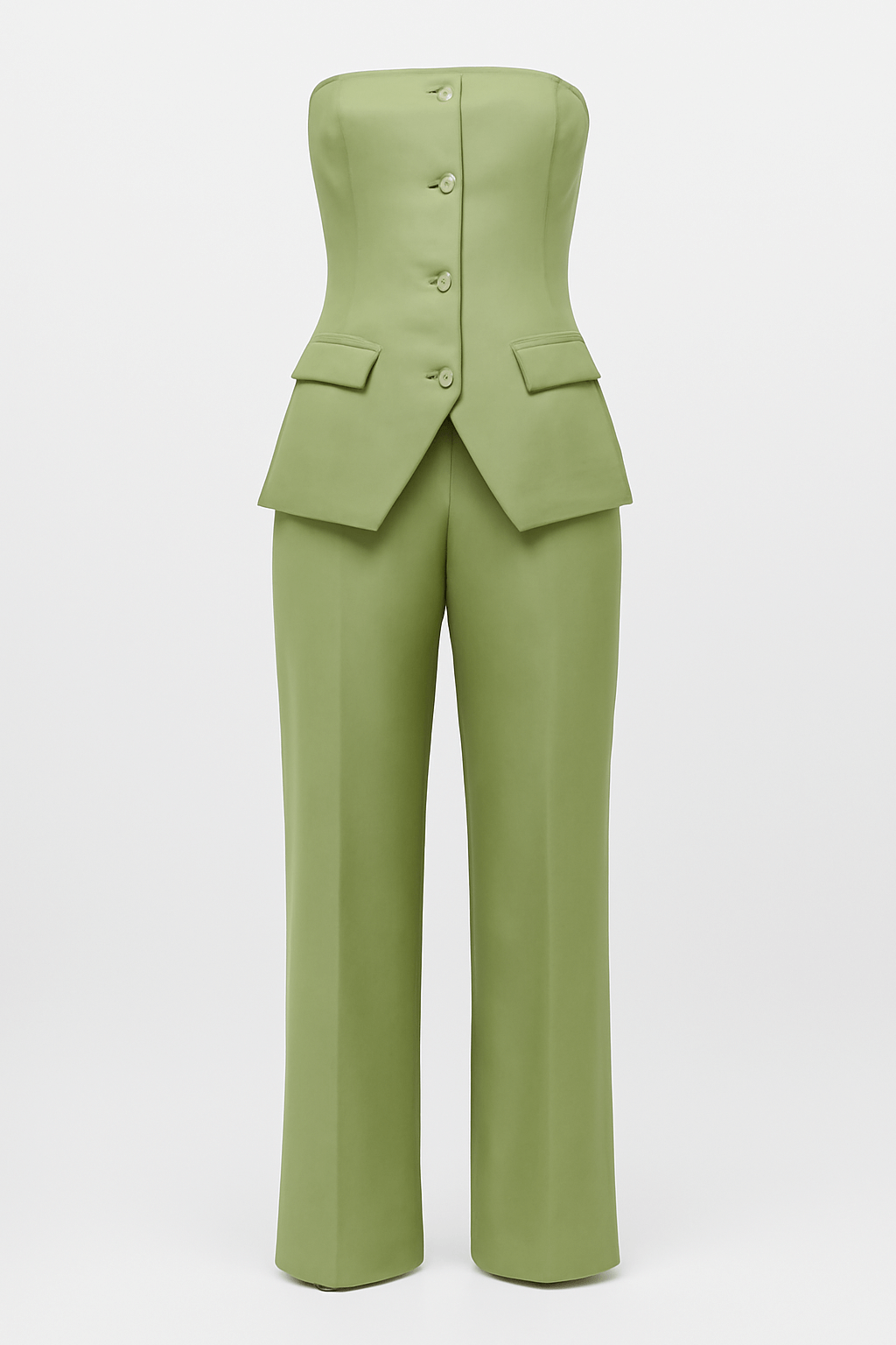Skye | Women’s Trouser Suit – Strapless Bustier Top – High Waist Wide Leg Tailored Fit