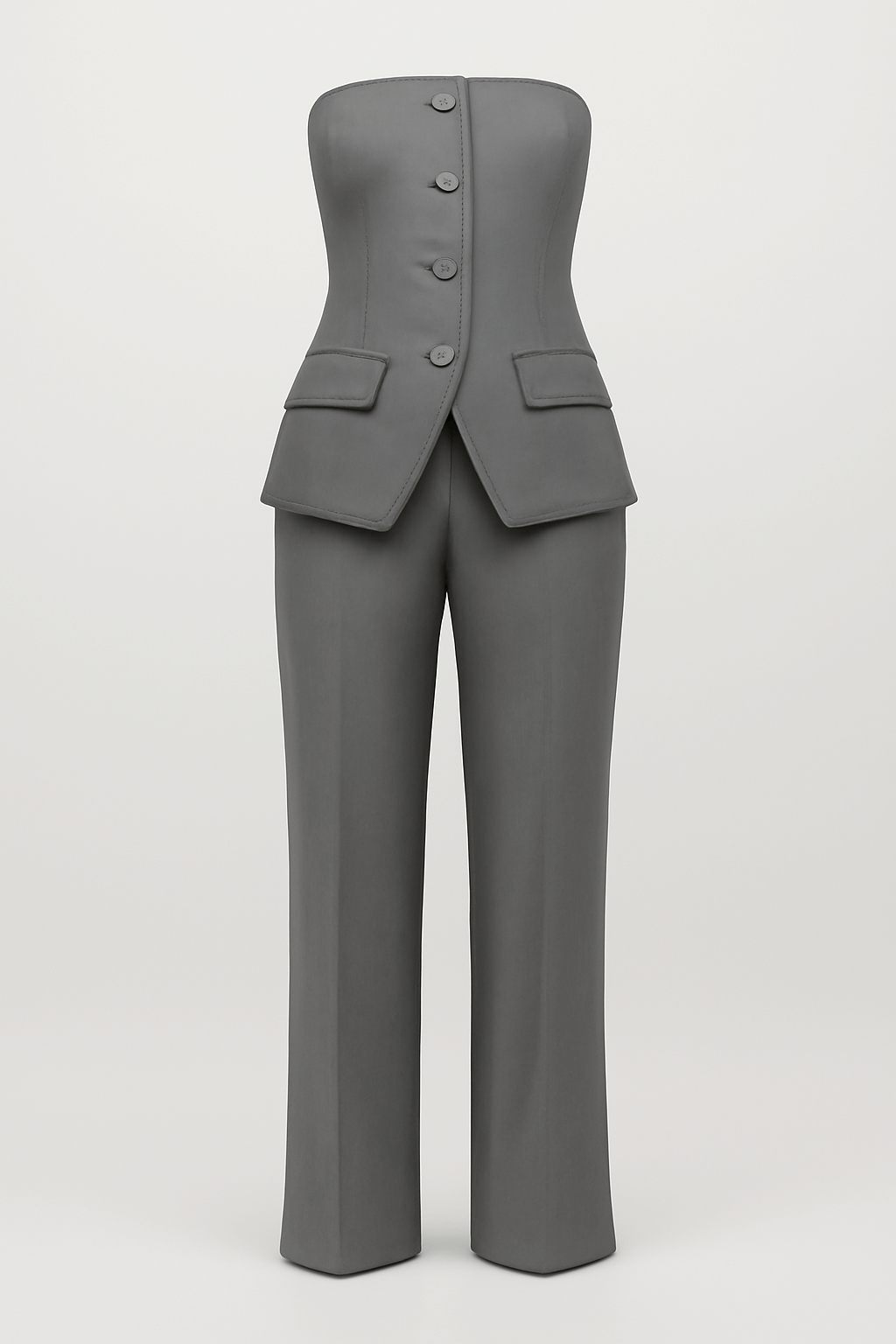 Skye | Women’s Trouser Suit – Strapless Bustier Top – High Waist Wide Leg Tailored Fit
