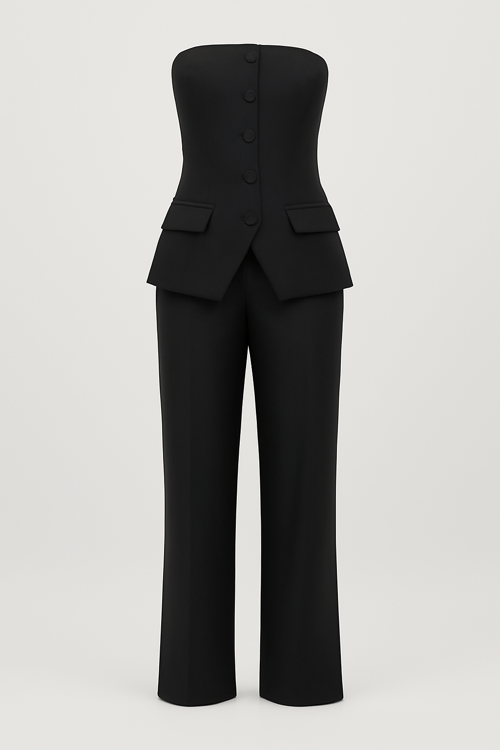 Skye | Women’s Trouser Suit – Strapless Bustier Top – High Waist Wide Leg Tailored Fit