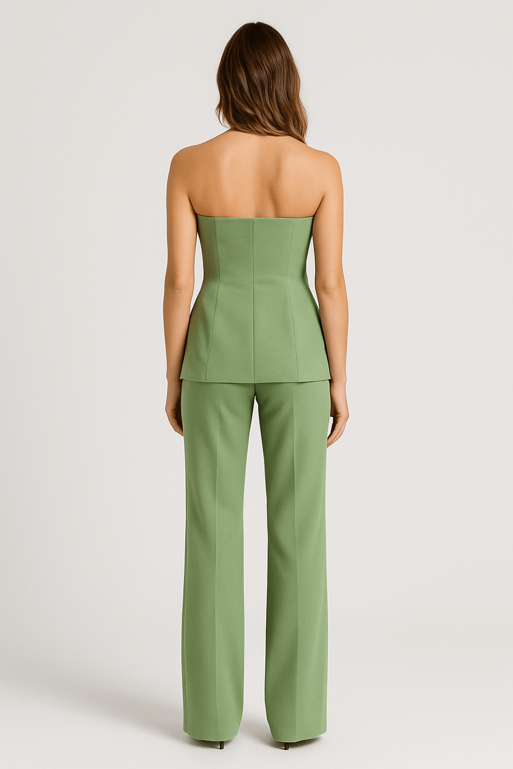 Skye | Women’s Trouser Suit – Strapless Bustier Top – High Waist Wide Leg Tailored Fit