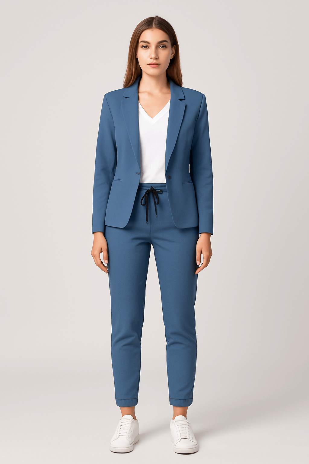 Adda | Women’s Blazer Set – Tailored Fit – Notched Lapel – Drawstring Tapered Trousers