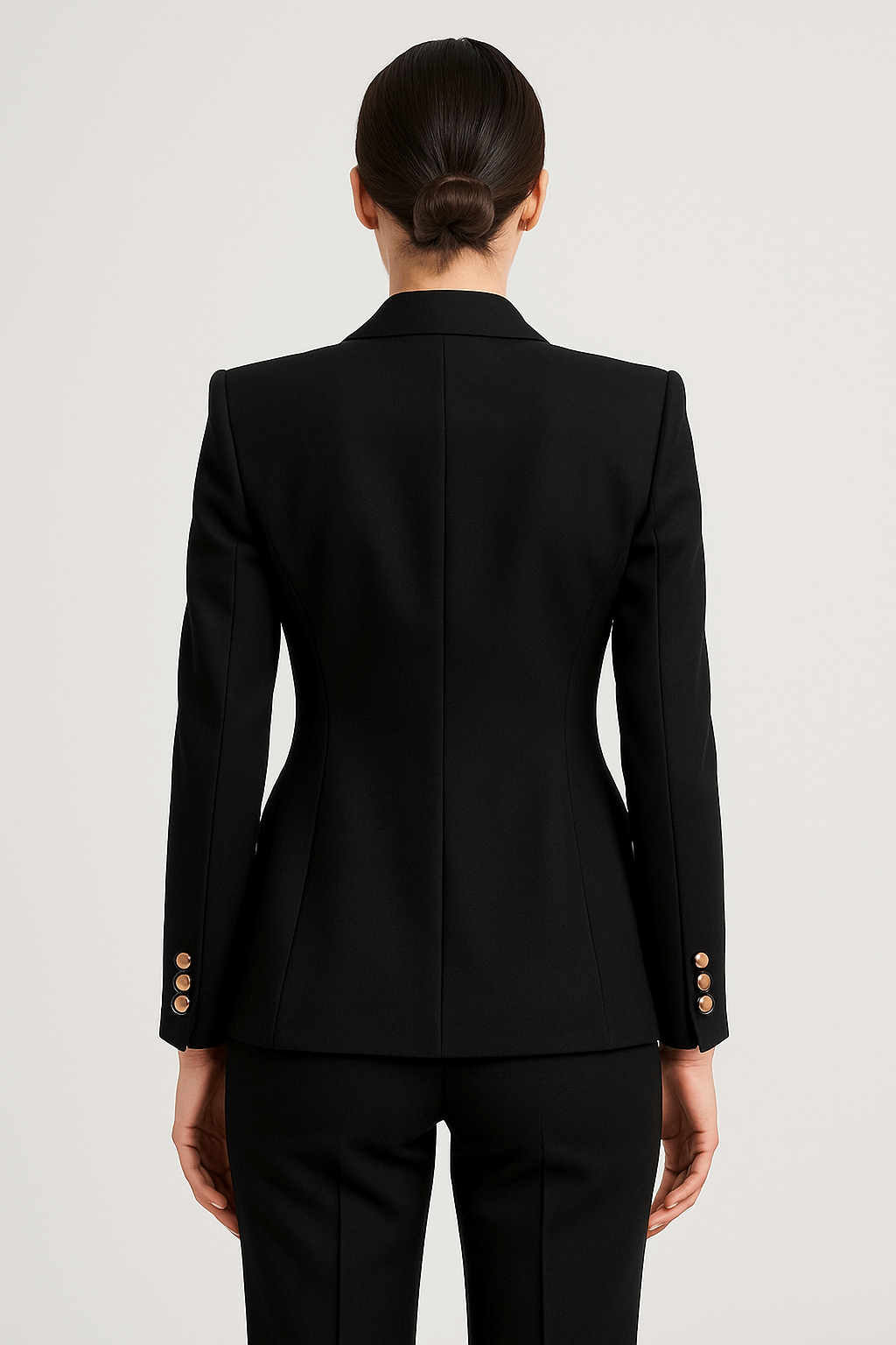 Thea | Women’s Black Blazer - Office Wear - Double-Breasted - Formal Blazer