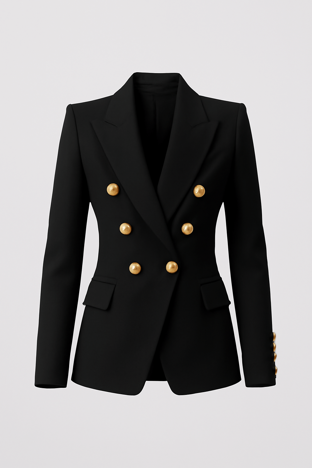 Thea | Women’s Black Blazer - Office Wear - Double-Breasted - Formal Blazer