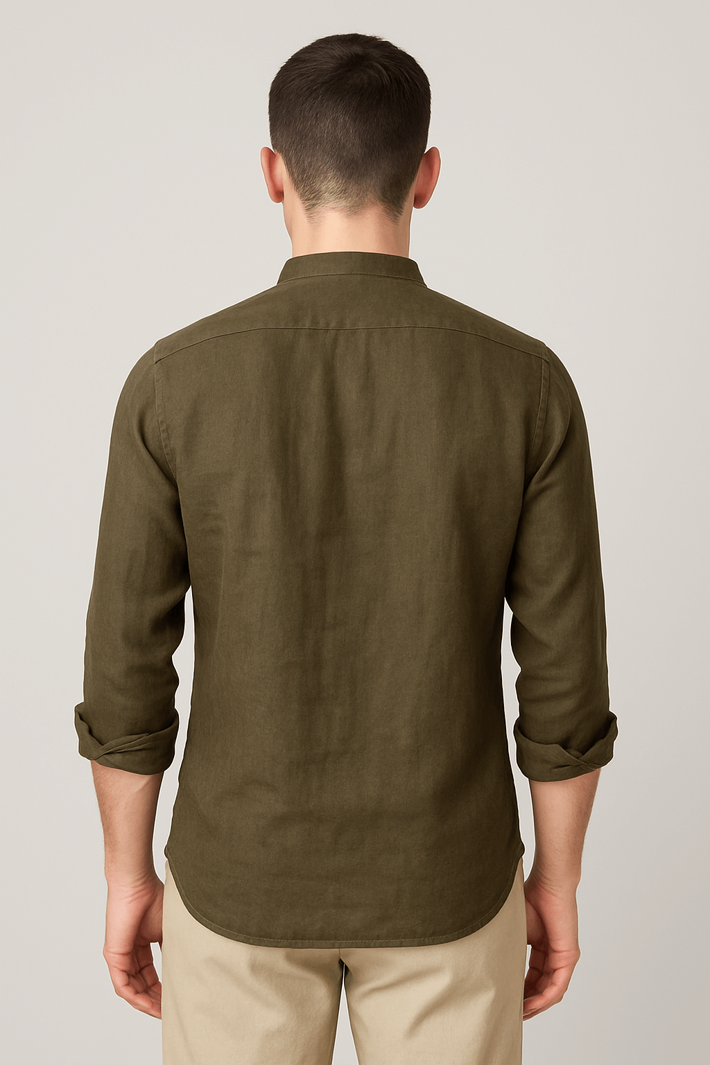 Reggie | Men's Linen Shirt – Casual Relaxed Fit – Lightweight Long Sleeve with Mandarin Collar