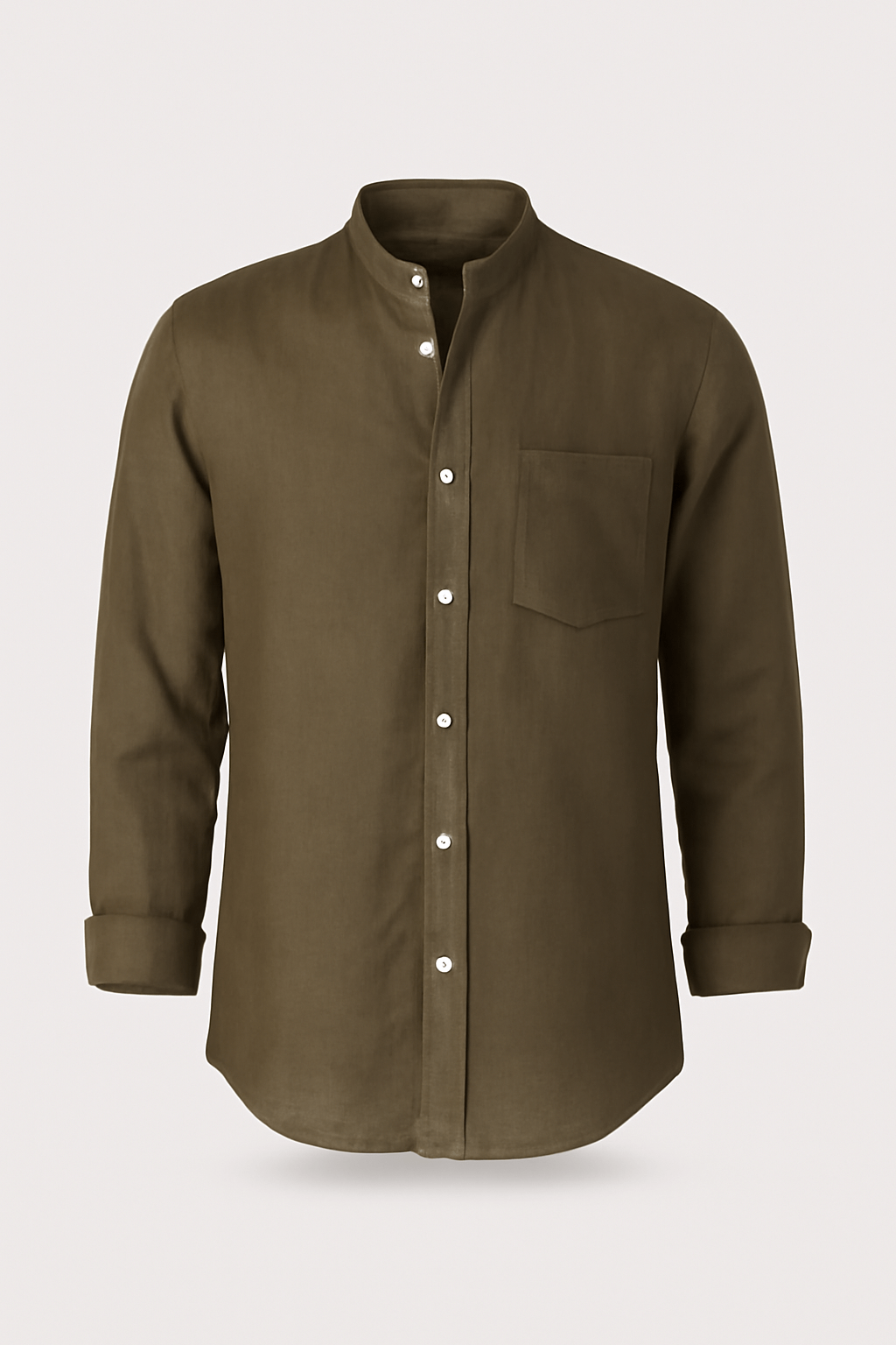 Reggie | Men's Linen Shirt – Casual Relaxed Fit – Lightweight Long Sleeve with Mandarin Collar