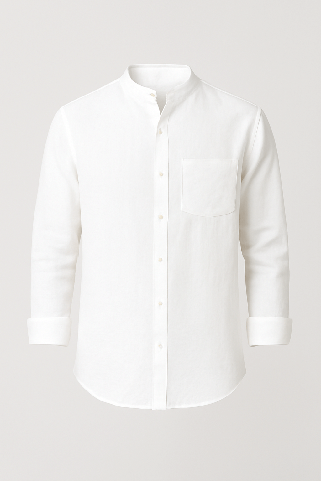 Reggie | Men's Linen Shirt – Casual Relaxed Fit – Lightweight Long Sleeve with Mandarin Collar